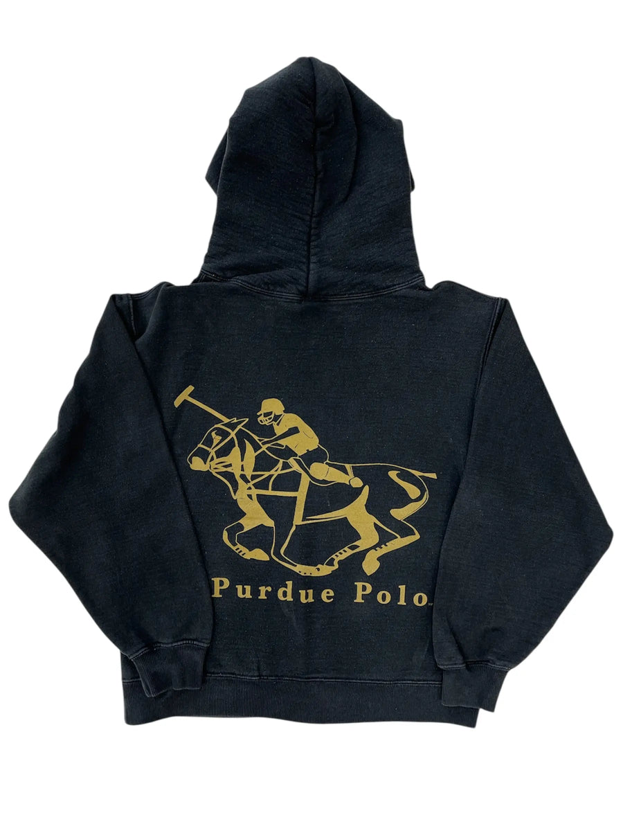 Vintage 90s Purdue Polo Graphic Hooded Sweatshirt - Boxy M Hammered Threads