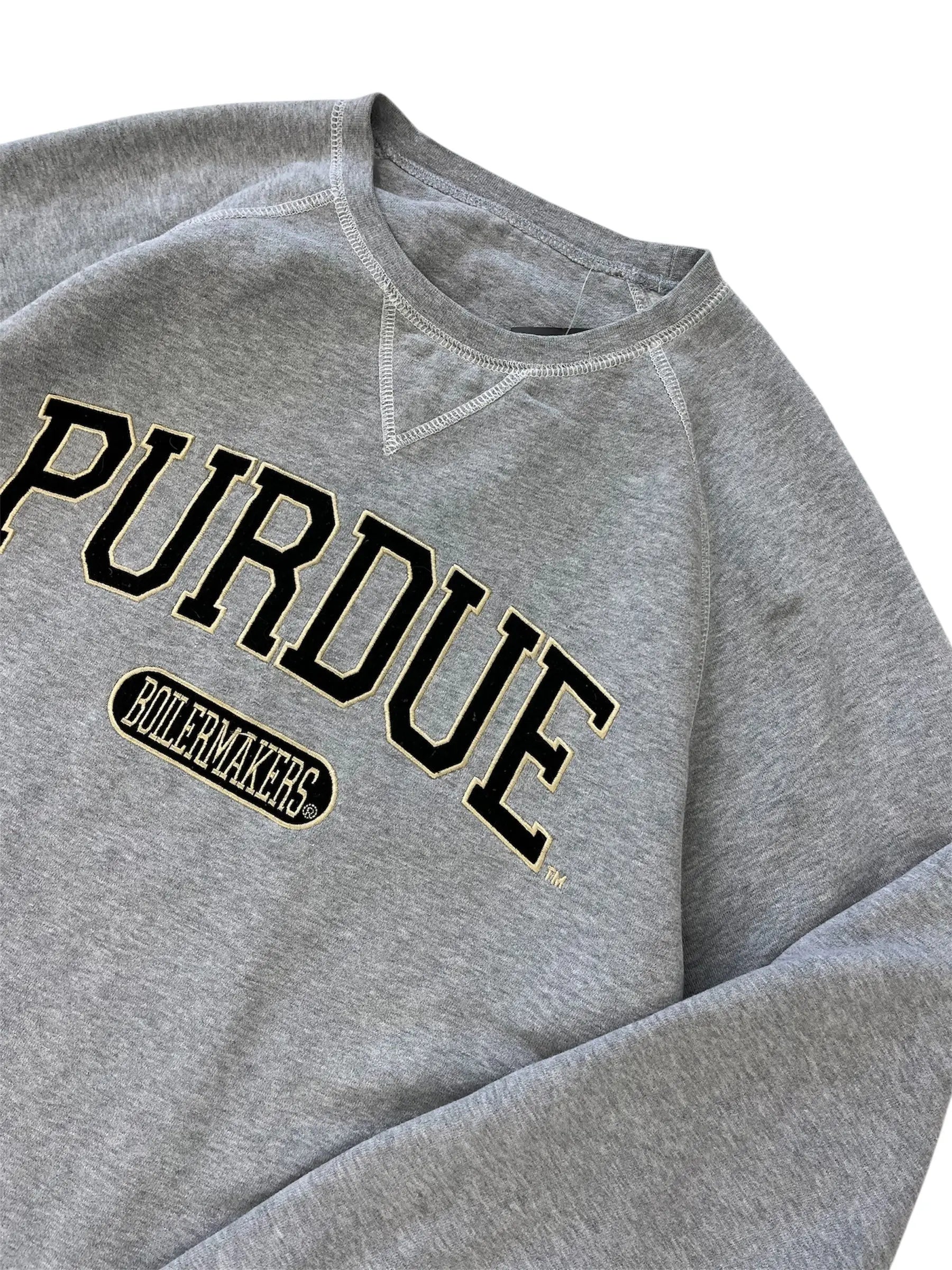New Age Purdue Boilermakers Embroidered Crewneck Sweatshirt - L Hammered Threads