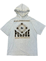 Vintage 90s Purdue University Boilermakers Graphic Hooded Tshirt -L Hammered Threads