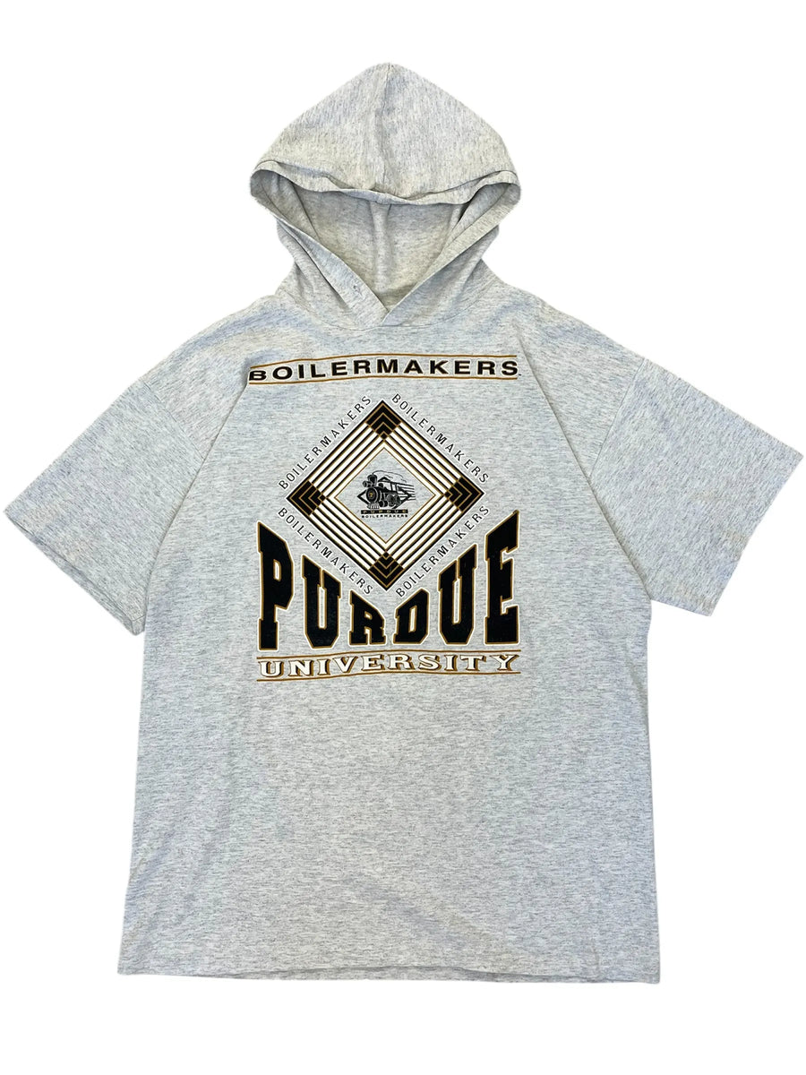 Vintage 90s Purdue University Boilermakers Graphic Hooded Tshirt -L Hammered Threads