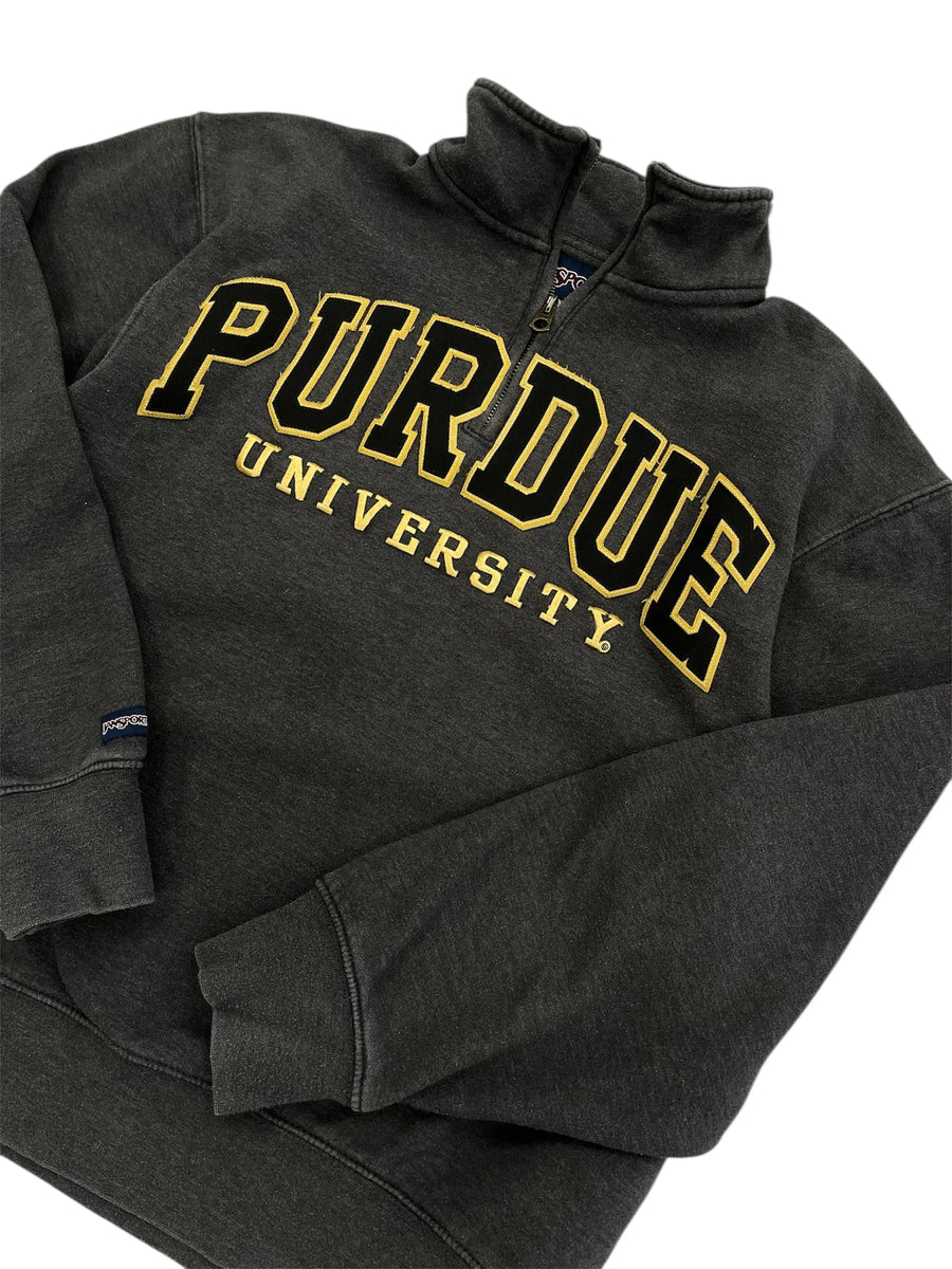 Y2K 2000s Purdue University Embroidered 1/4 Zip Pullover - M/L Hammered Threads