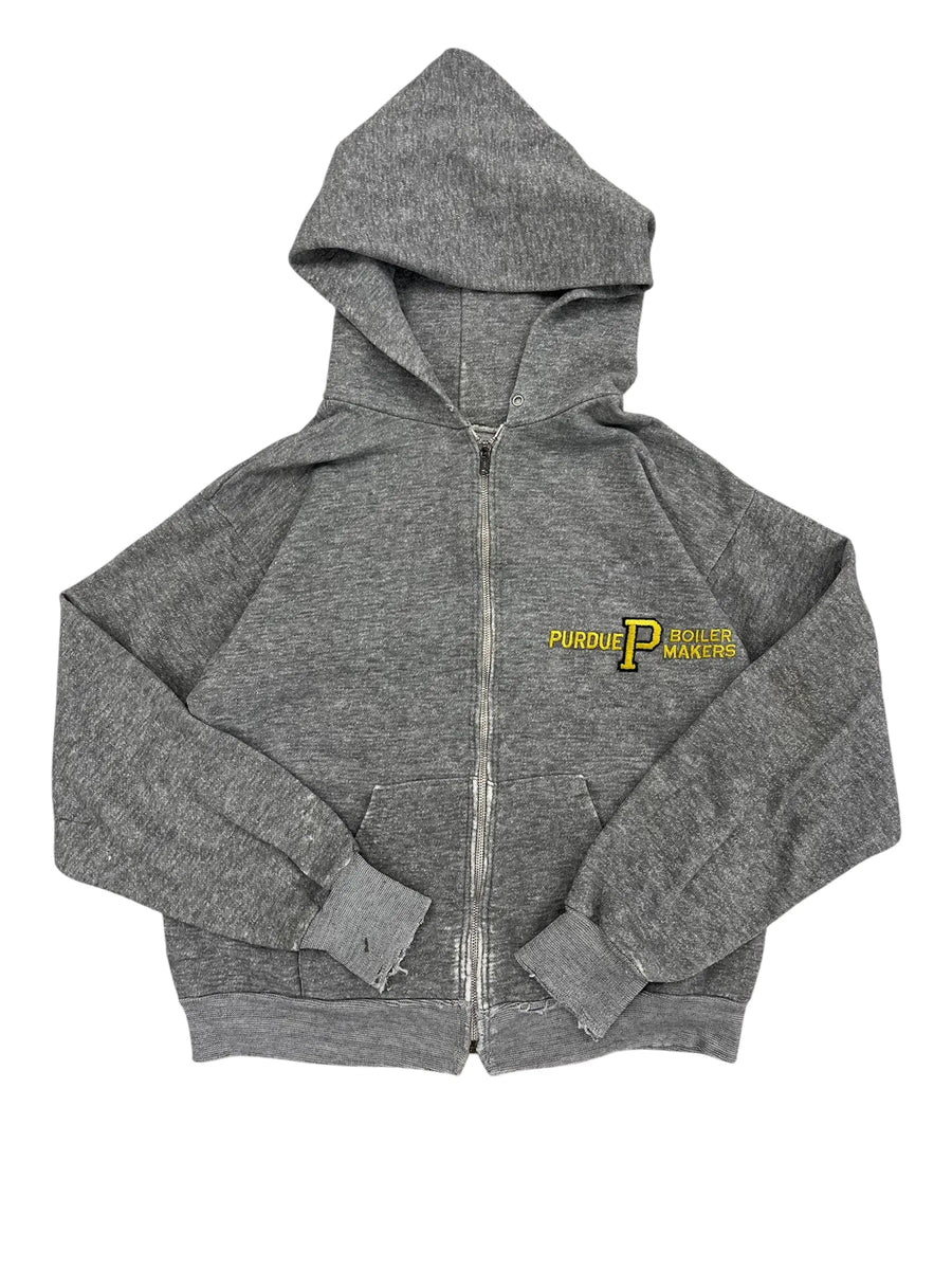 Vintage 80s Purdue Embroidered Hooded Sweatshirt - Boxy M Hammered Threads