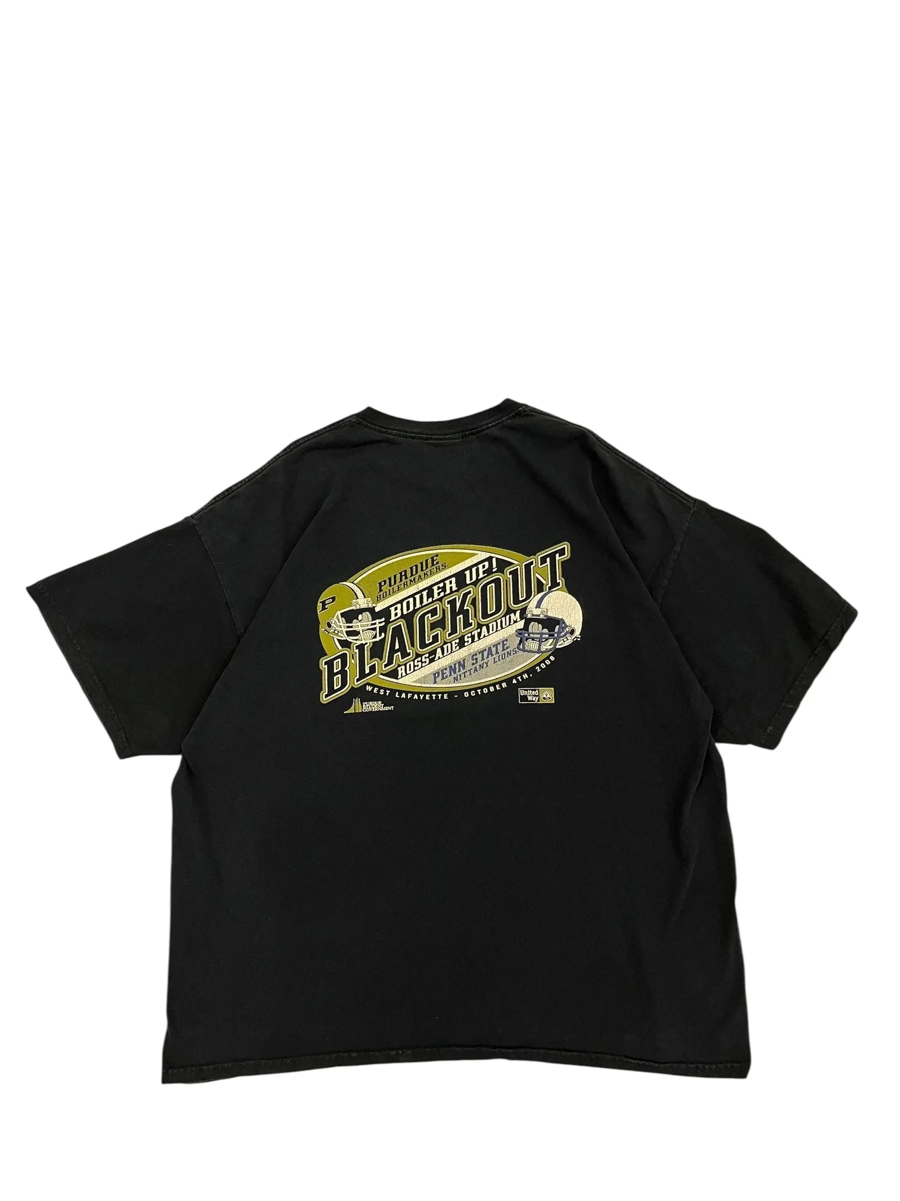 2008 Purdue Graphic Blackout Game Football Tshirt - XL Hammered Threads