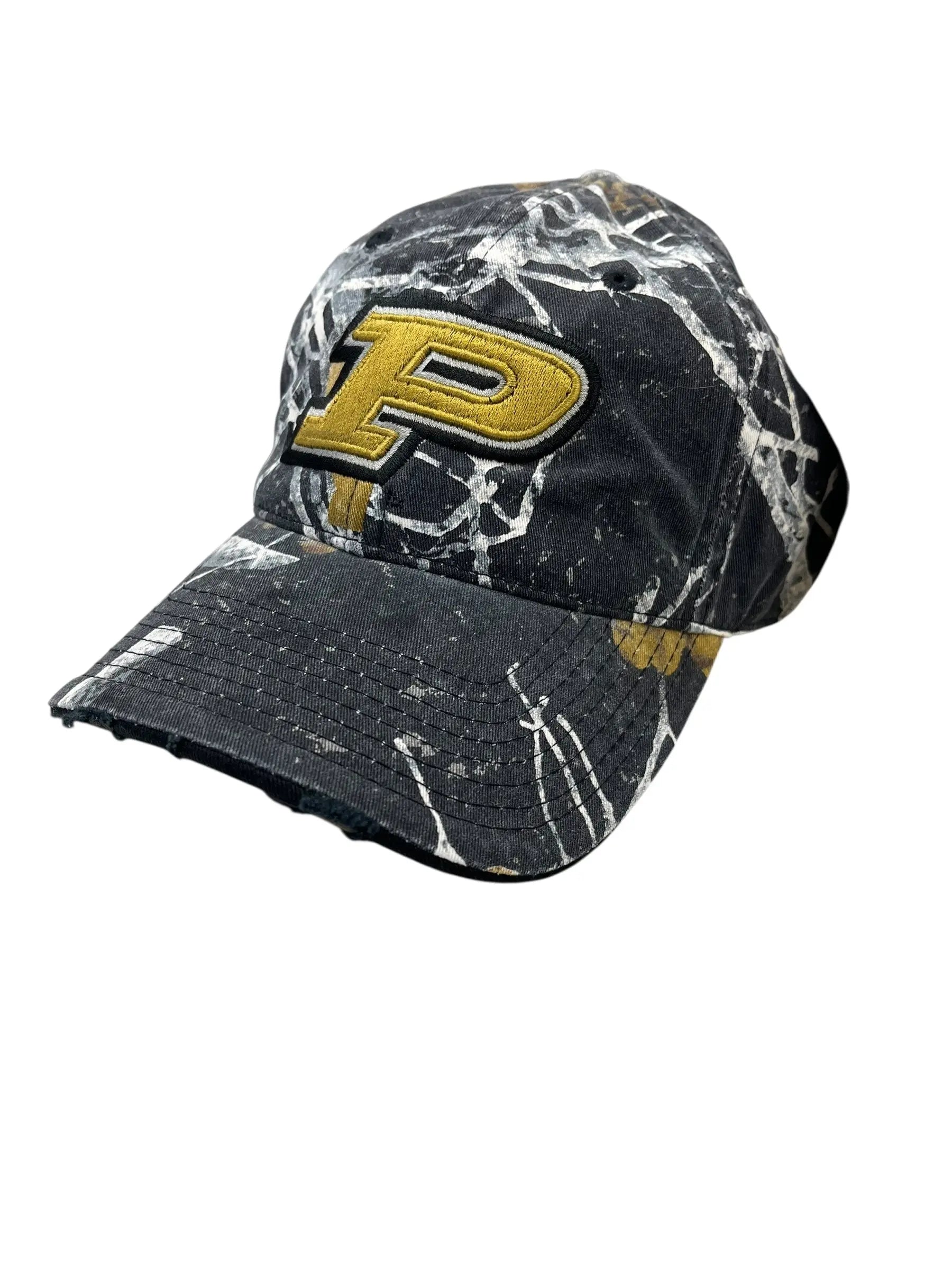 Y2K 2000s Purdue Embroidered Strap Back Hat. Pre distressed look Hammered Threads