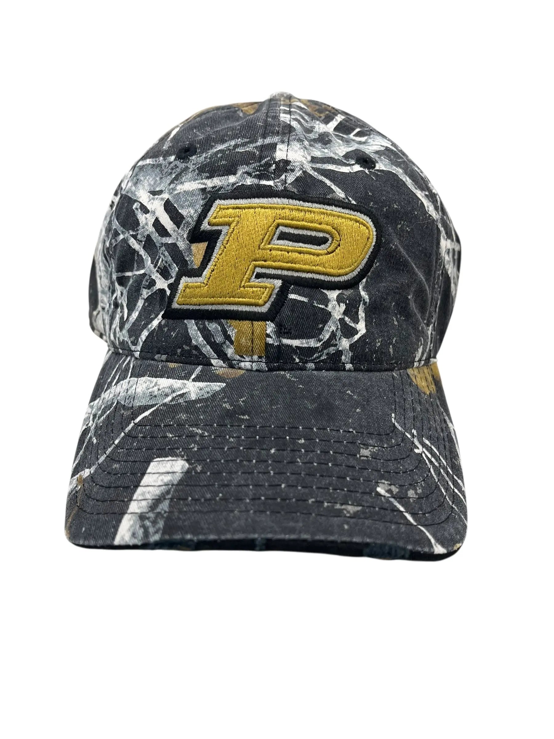 Y2K 2000s Purdue Embroidered Strap Back Hat. Pre distressed look Hammered Threads