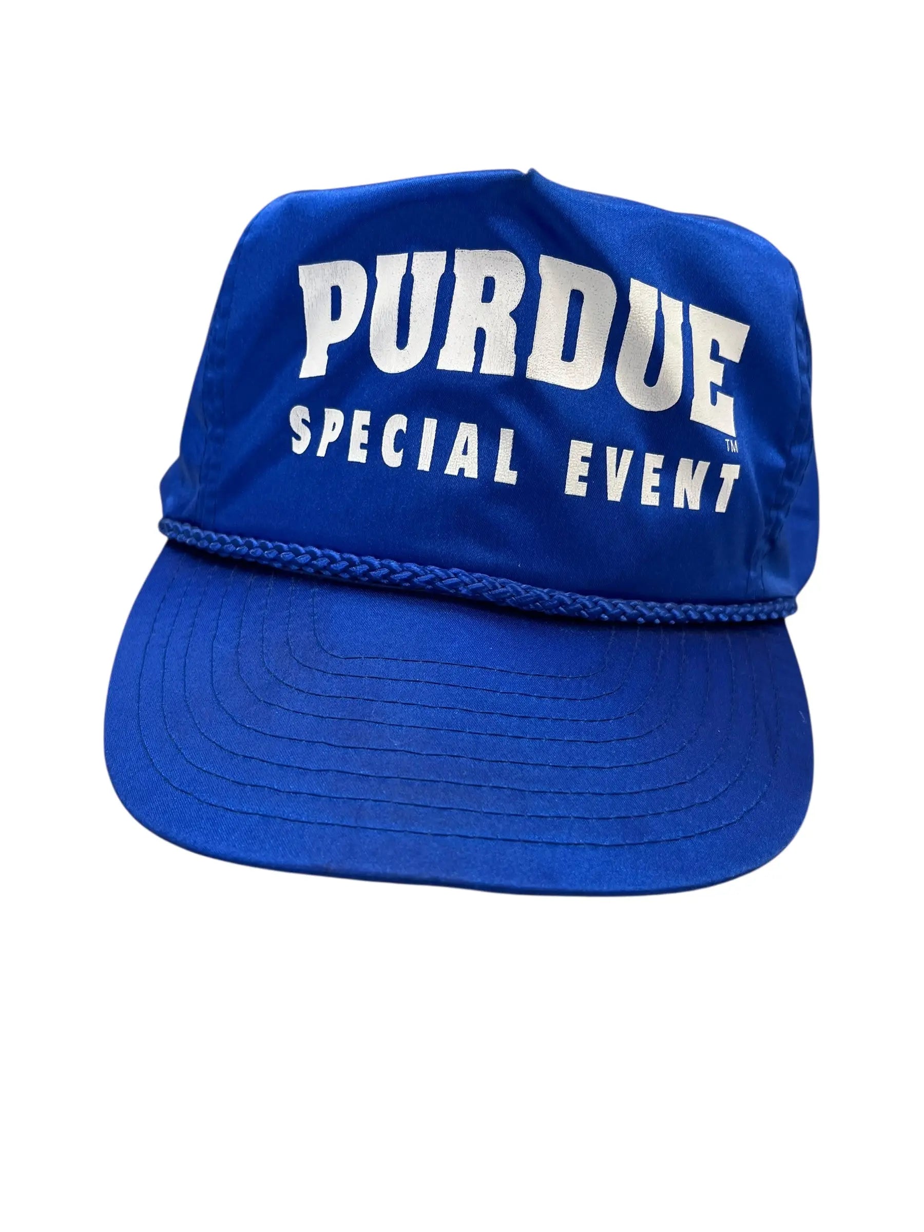 Vintage 80s Purdue Graphic Satin Snap Back Hat Hammered Threads