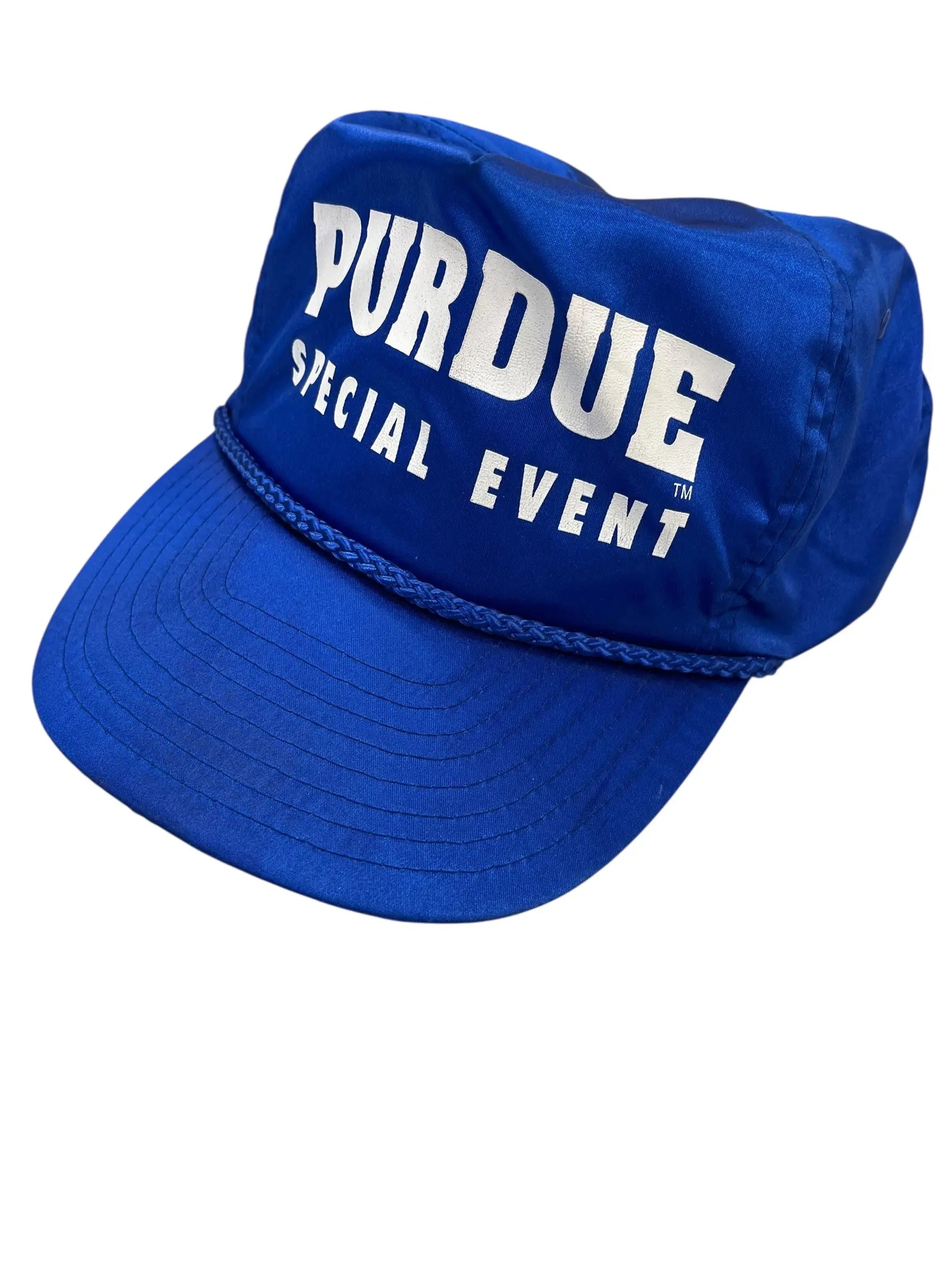Vintage 80s Purdue Graphic Satin Snap Back Hat Hammered Threads