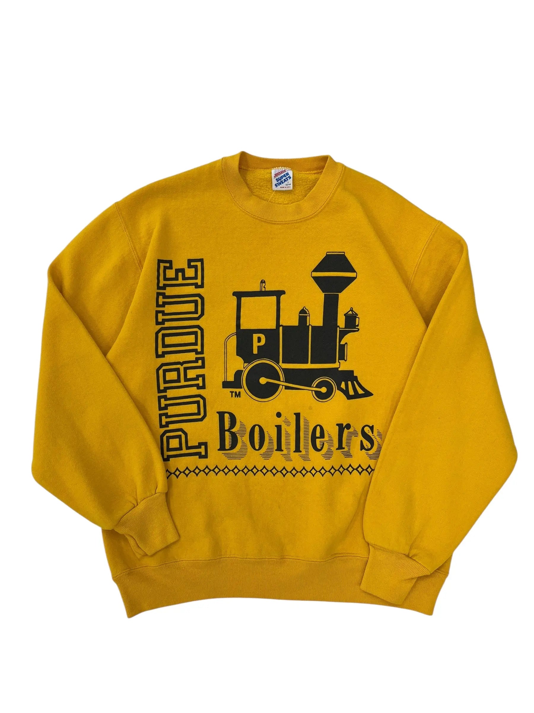 70s〜80s？ Yellow Purdue University Sweat Vintage 70s 80s High School College Gym PE Hoody Sweatshirt