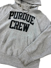Vintage 90s Purdue Crew Graphic Hooded Sweatshirt - L Hammered Threads