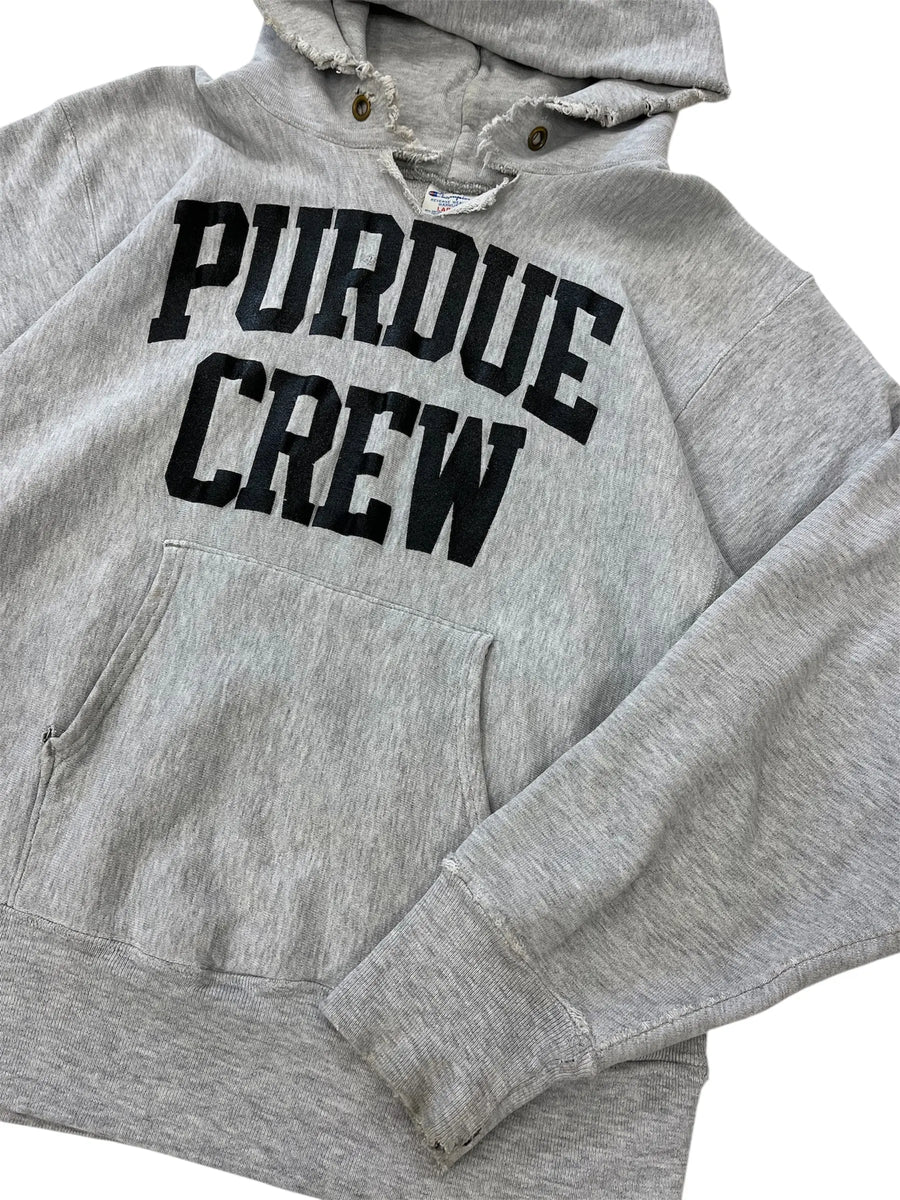 Vintage 90s Purdue Crew Graphic Hooded Sweatshirt - L Hammered Threads