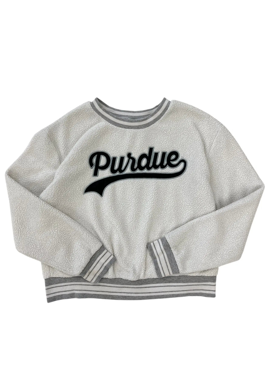 New Age Purdue Fleece Embroidered Crewneck Sweatshirt -  L Hammered Threads