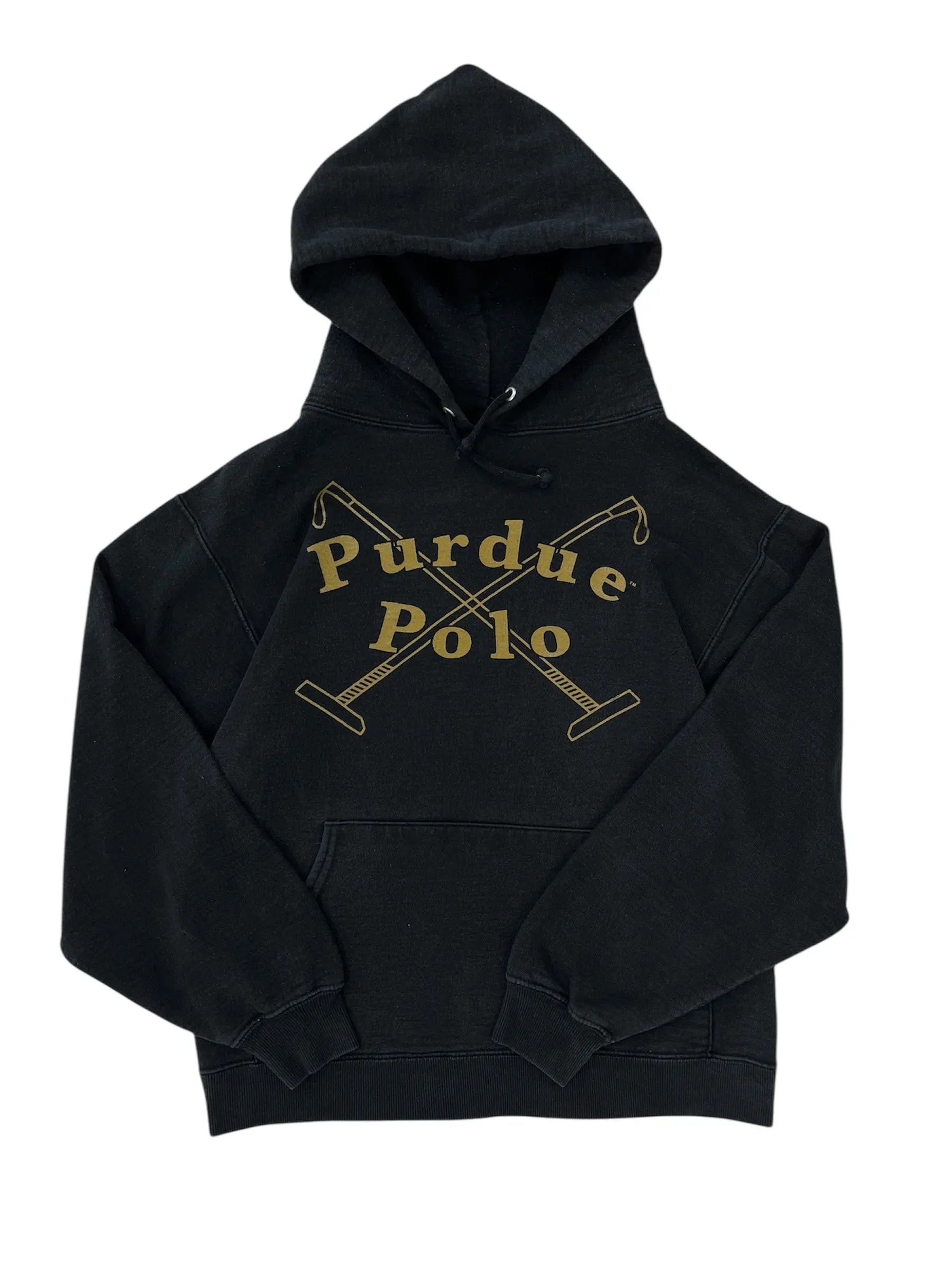 Vintage 90s Purdue Polo Graphic Hooded Sweatshirt - Boxy M Hammered Threads