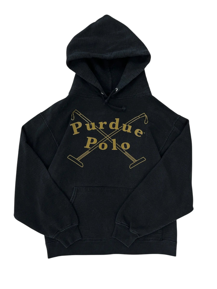 Vintage 90s Purdue Polo Graphic Hooded Sweatshirt - Boxy M Hammered Threads