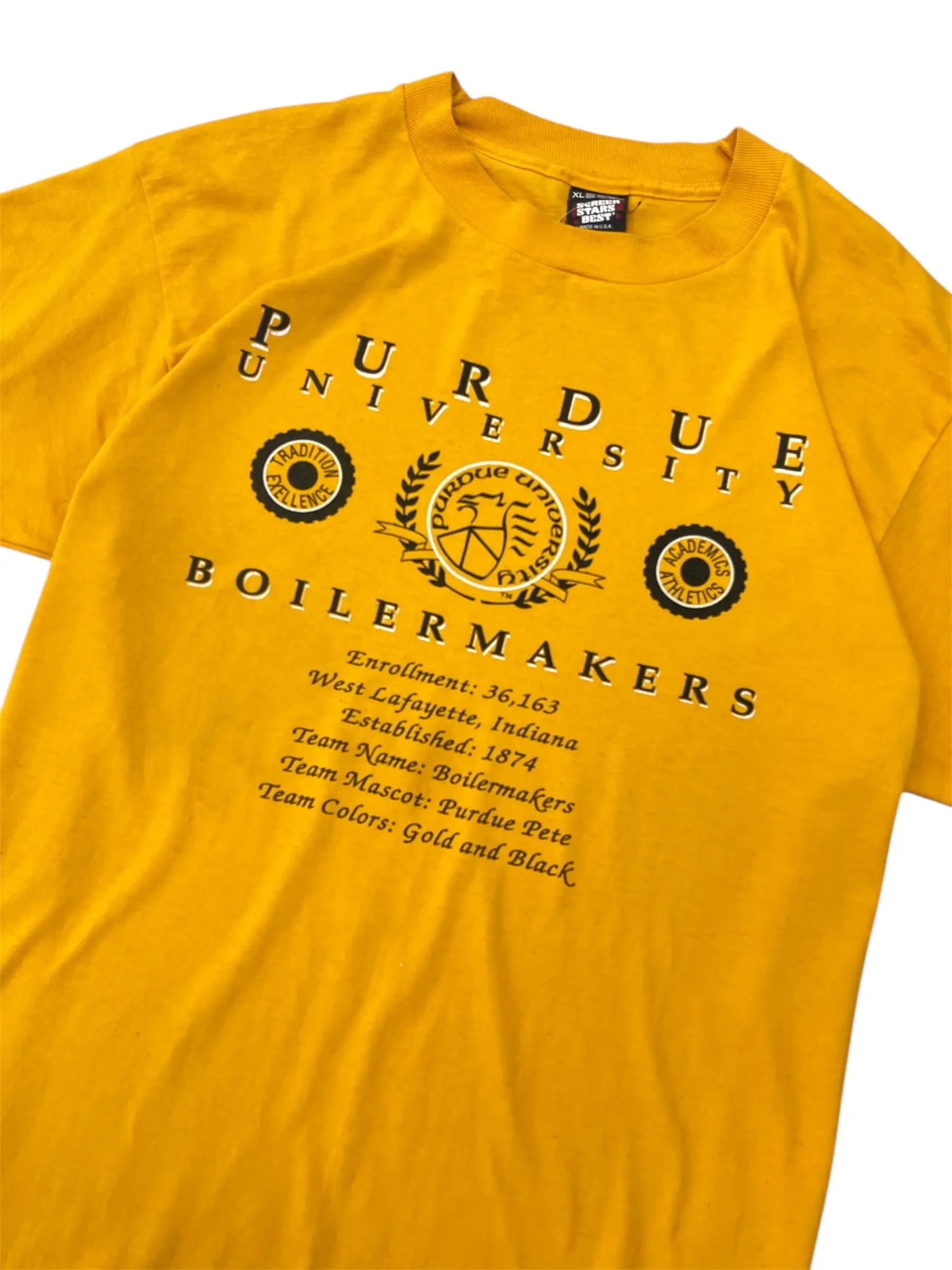 Vintage 90s Purdue University Boilermakers Graphic Tshirt - L/XL Hammered Threads