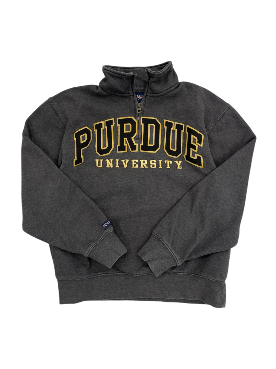 Y2K 2000s Purdue University Embroidered 1/4 Zip Pullover - M/L Hammered Threads
