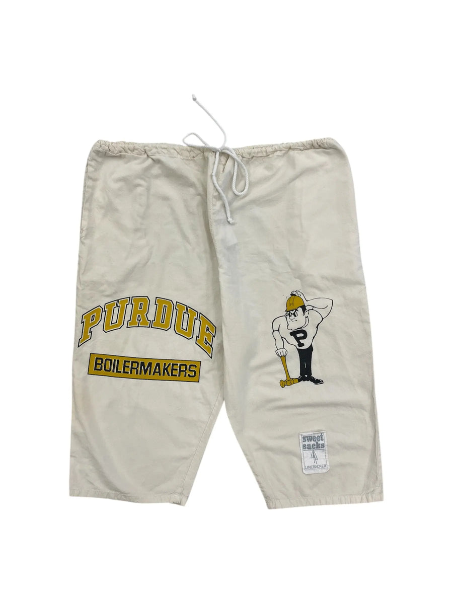 Vintage 90s Purdue University Boilermakers Graphic Linen Shorts - XL Hammered Threads