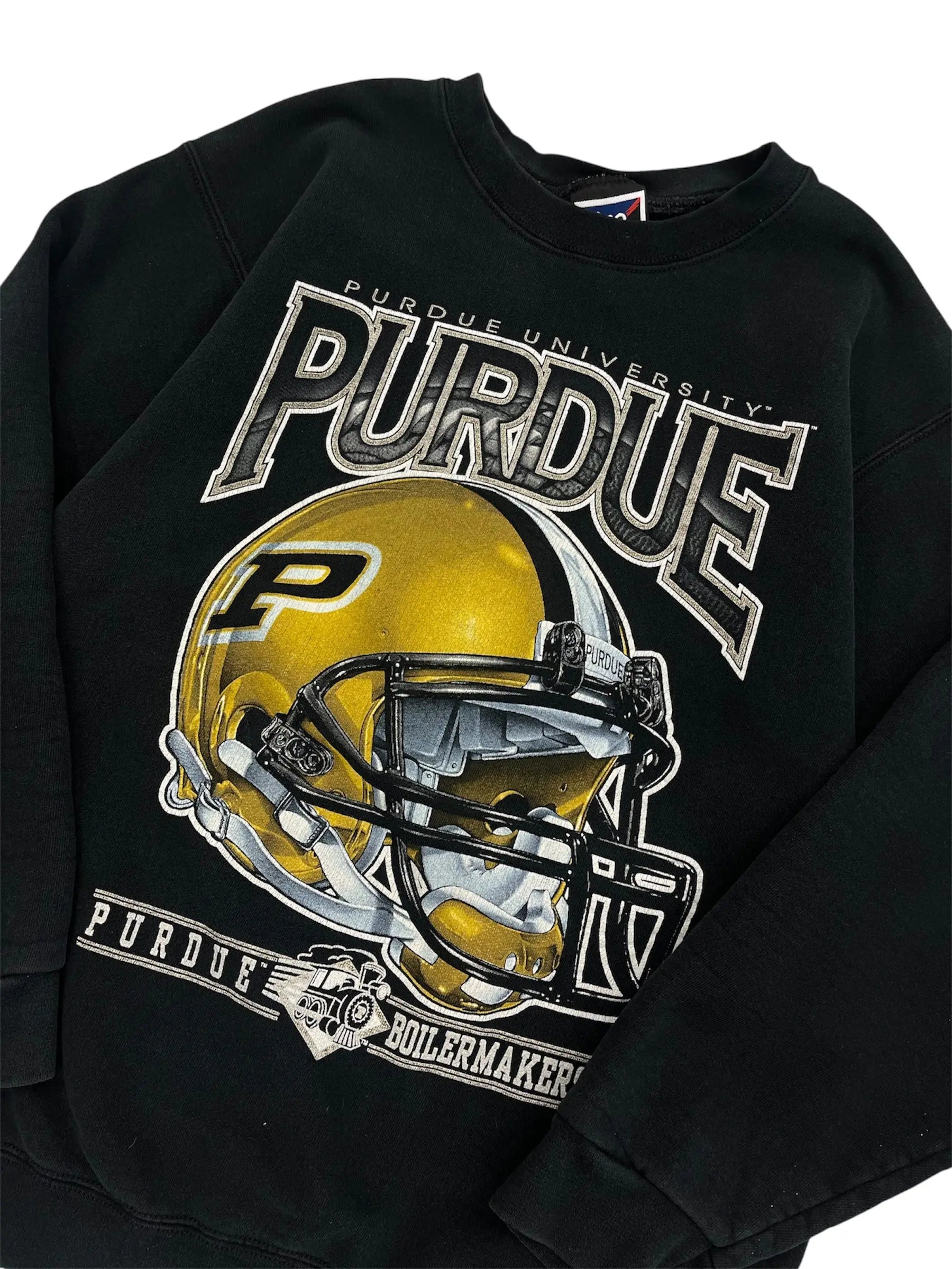 Vintage 90s Purdue University Boilermakers Football Graphic Crewneck Sweatshirt - M Hammered Threads