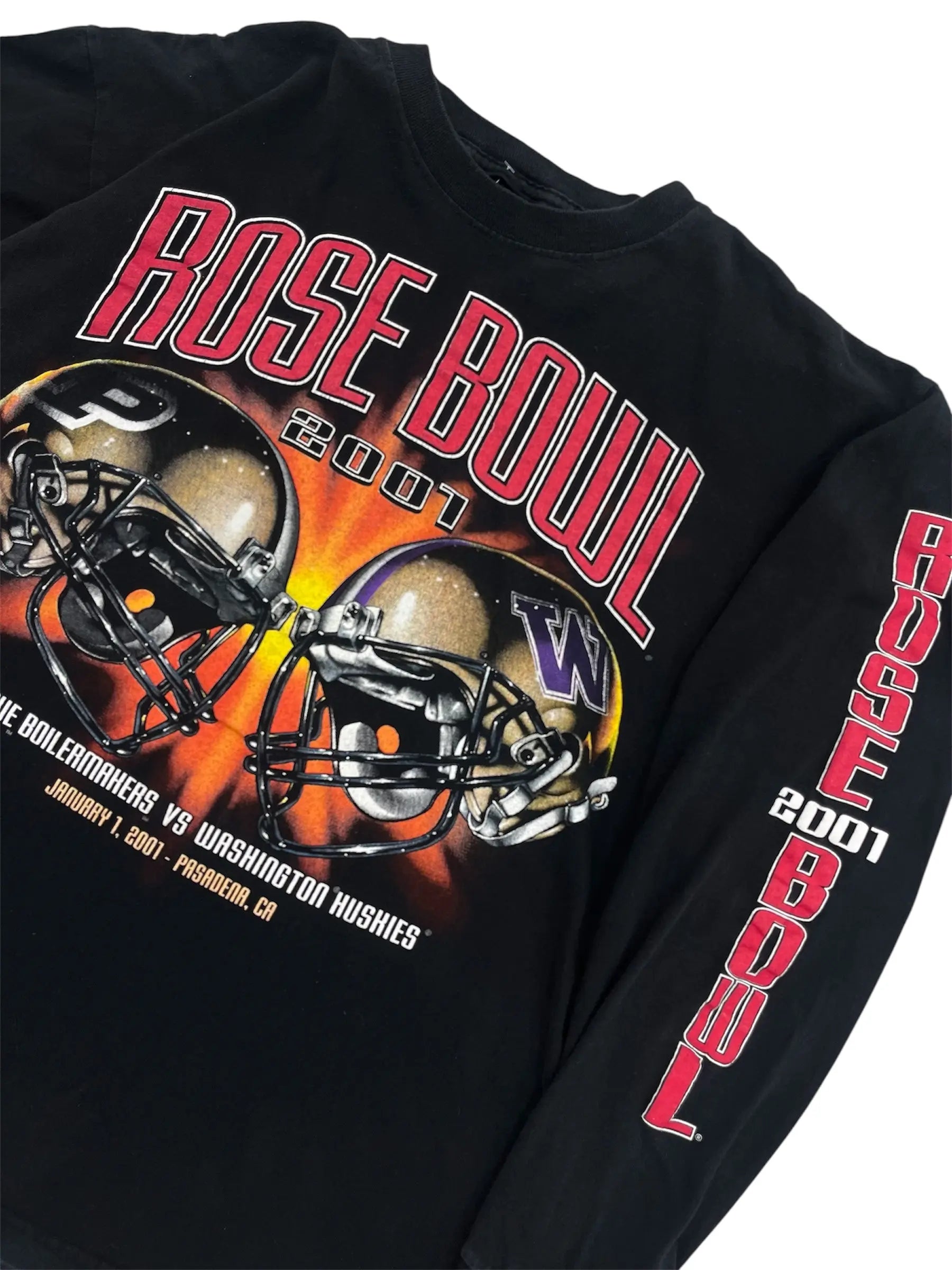 2001 Purdue Football Rose Bowl Graphic Long Sleeve Shirt - L Hammered Threads