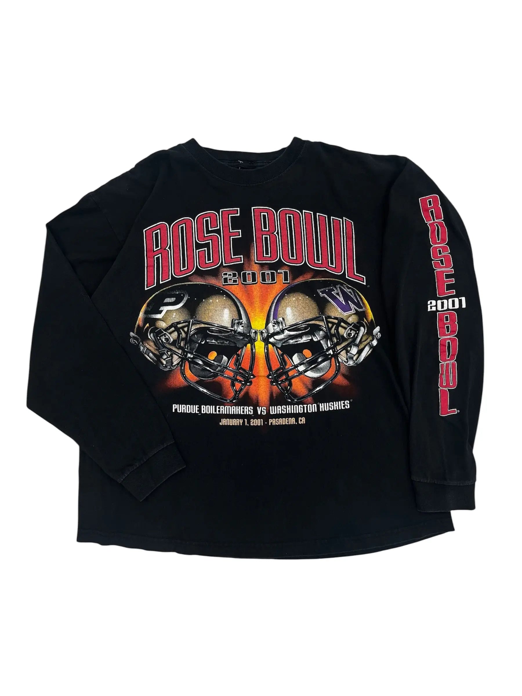 2001 Purdue Football Rose Bowl Graphic Long Sleeve Shirt - L Hammered Threads