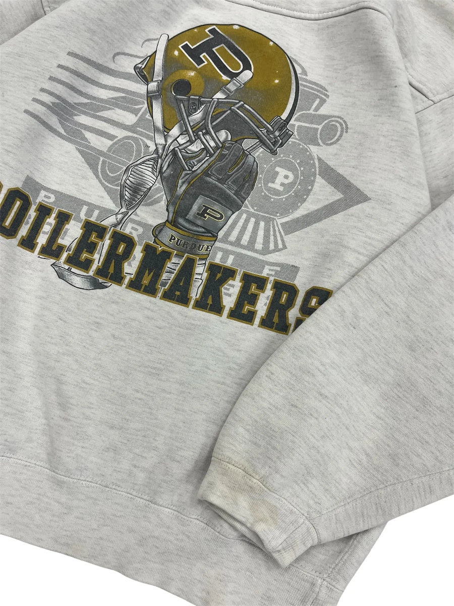 Vintage 90s Purdue Boilermakers Football Graphic Crewneck Sweatshirt - L Hammered Threads