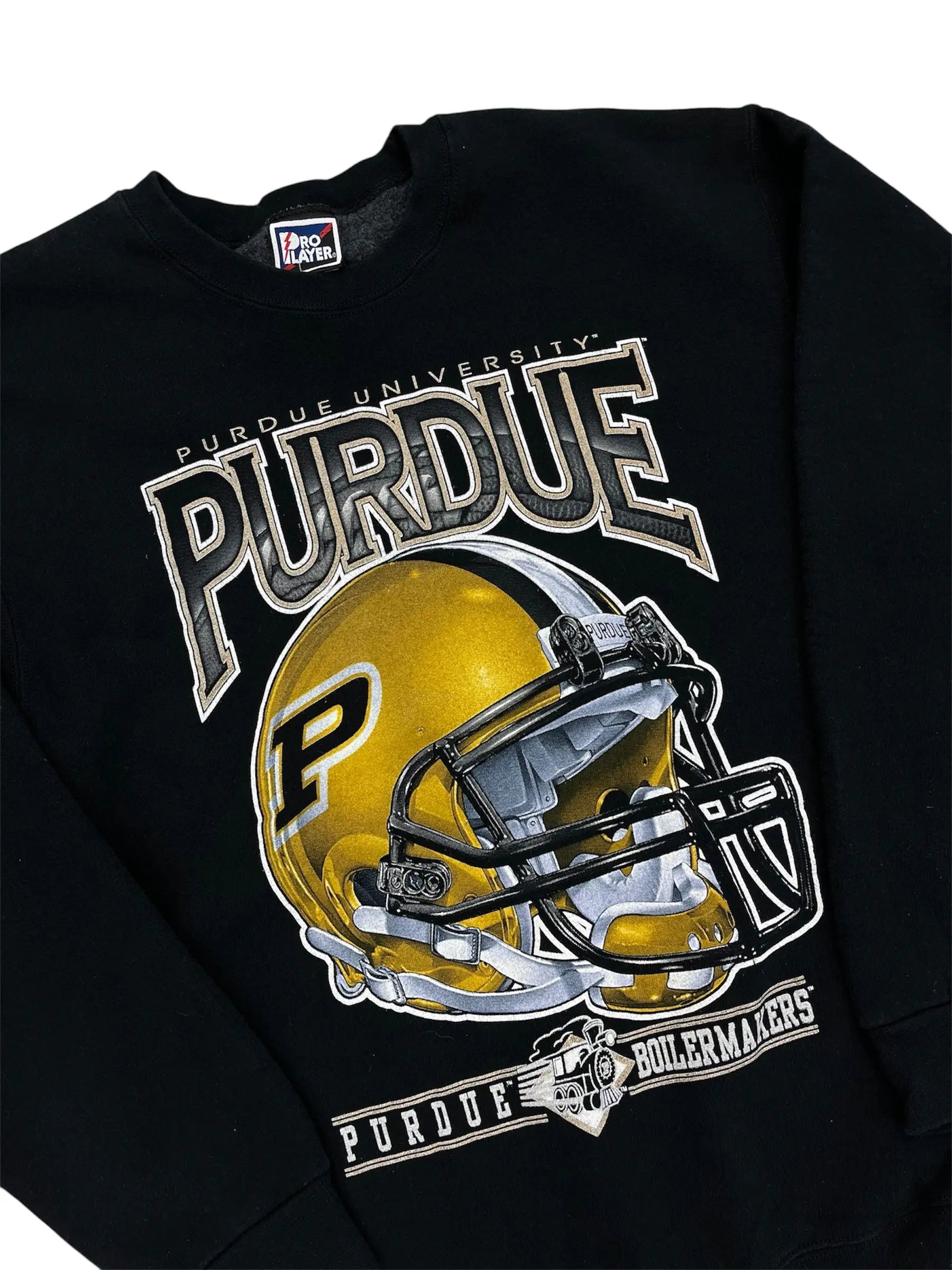 Vintage 90s Purdue University Boilermakers Football Graphic Crewneck Sweatshirt - L Hammered Threads