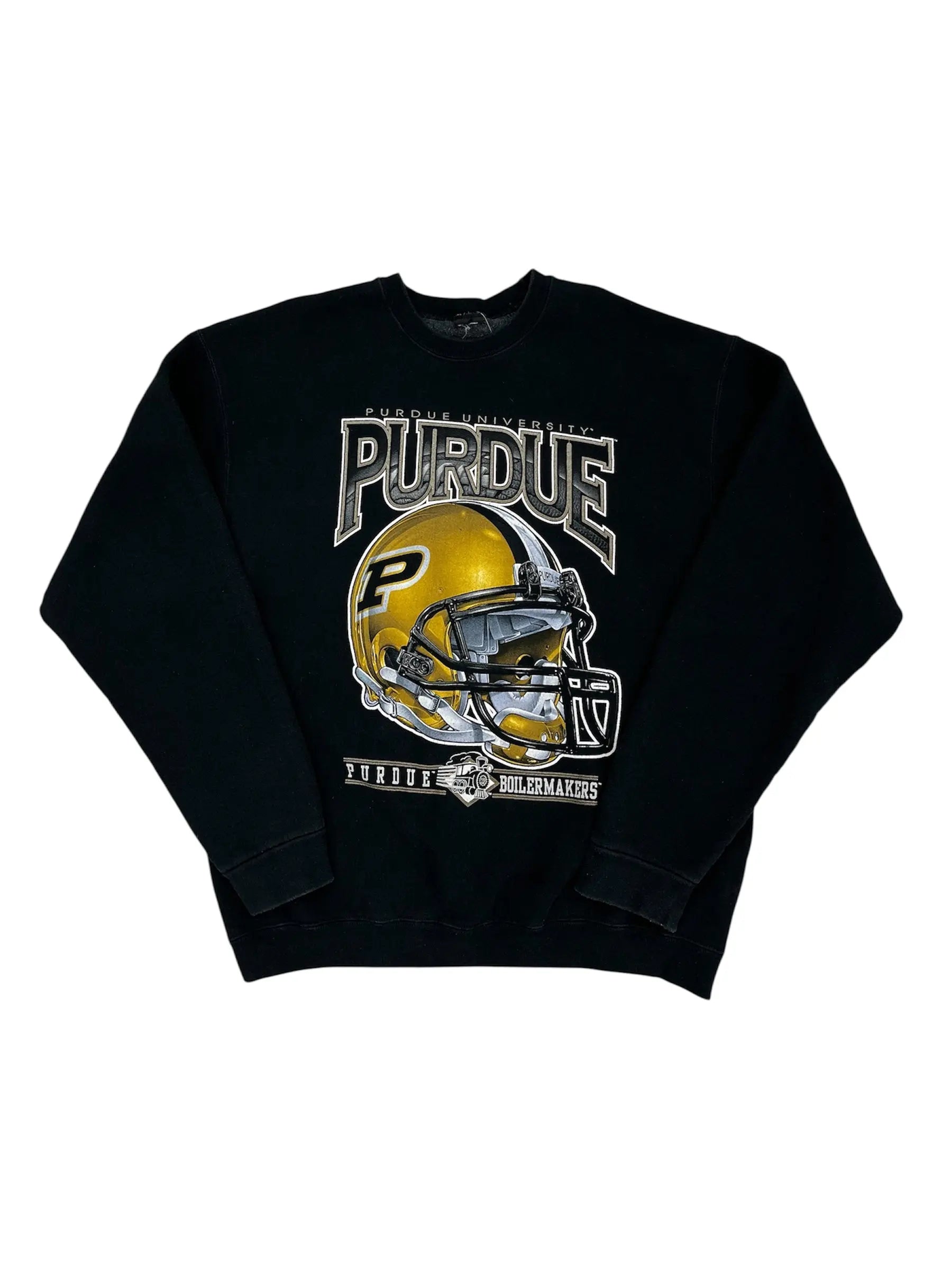 Vintage 90s Purdue University Boilermakers Football Graphic Crewneck Sweatshirt - L Hammered Threads