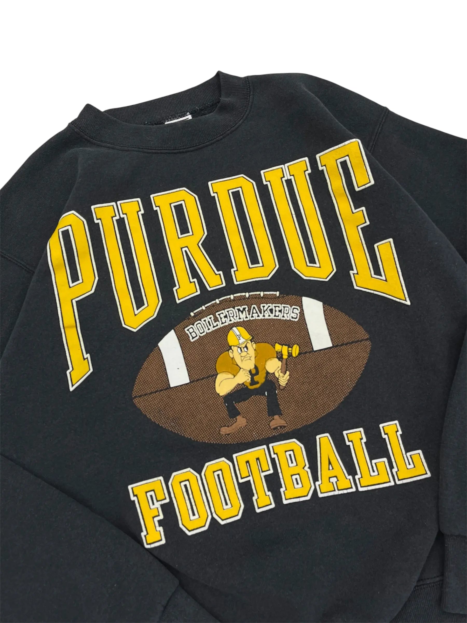Vintage 90s Purdue Boilermakers Football Graphic Crewneck Sweatshirt- L Hammered Threads