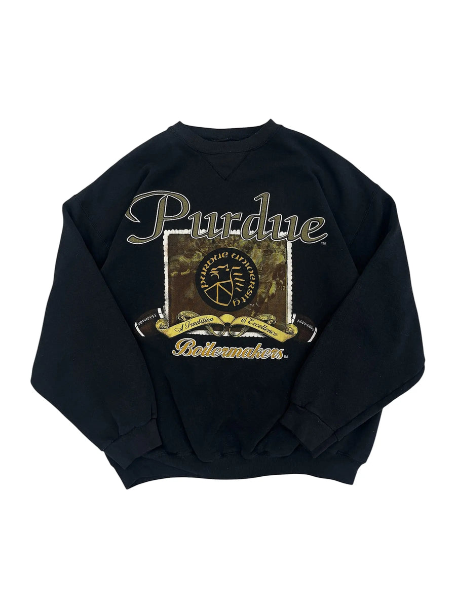 Vintage 90s Purdue University Boilermakers Football Graphic Crewneck Sweatshirt - XL Hammered Threads