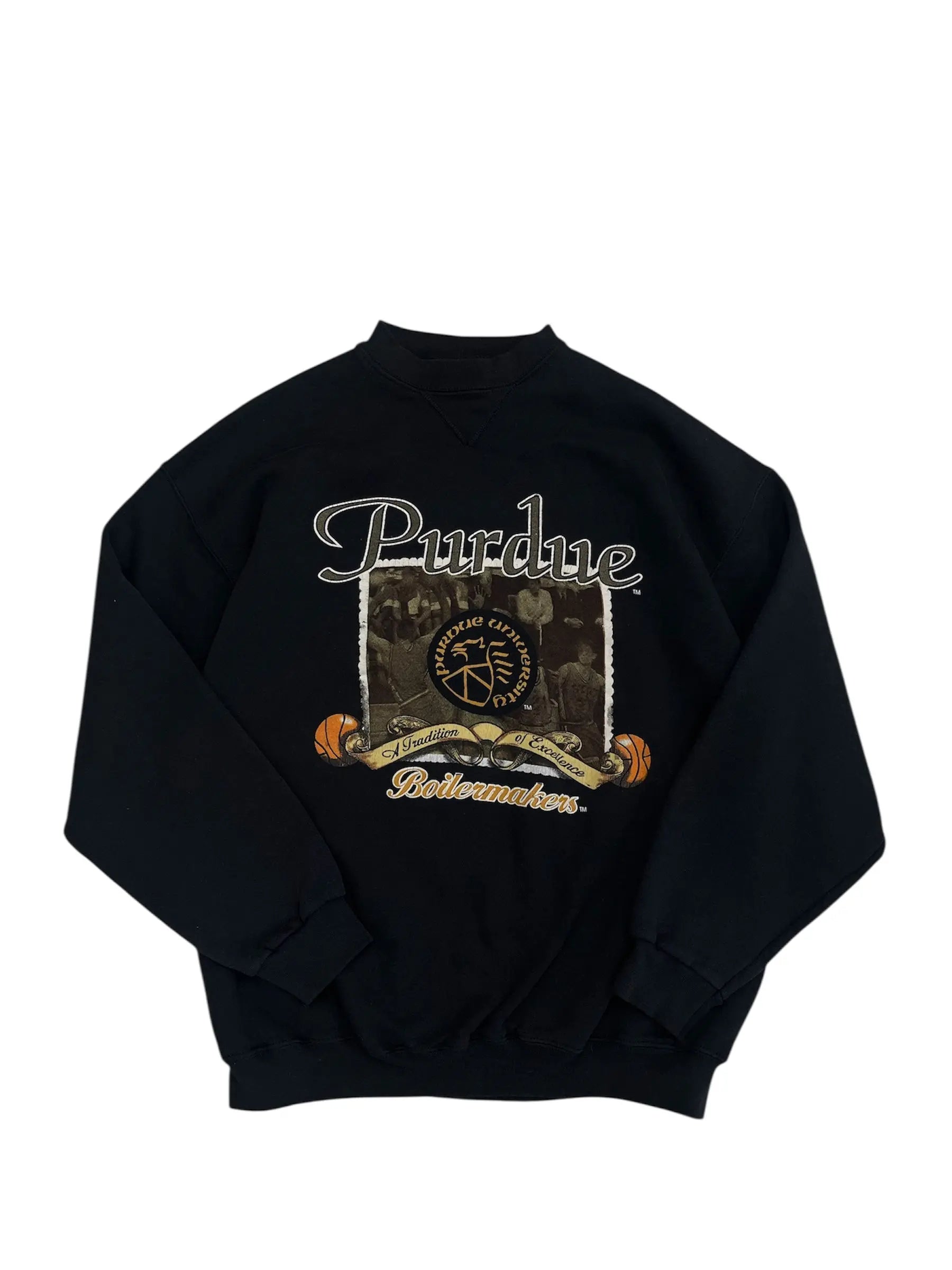 Vintage 90s Purdue University Basketball Crewneck Sweatshirt - Hammered Threads