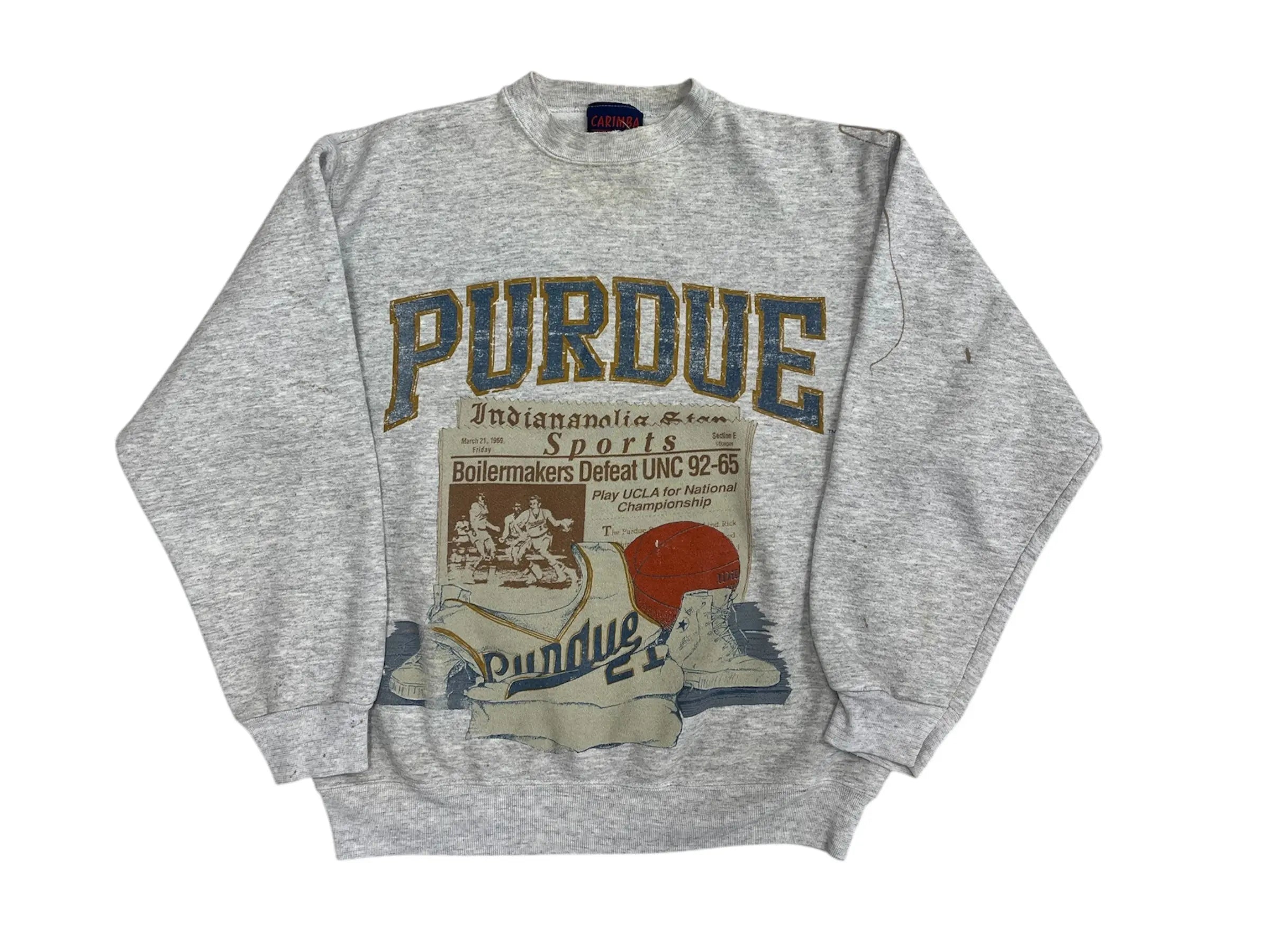 Vintage 90s Purdue University Basketball Crewneck Sweatshirt - Hammered Threads