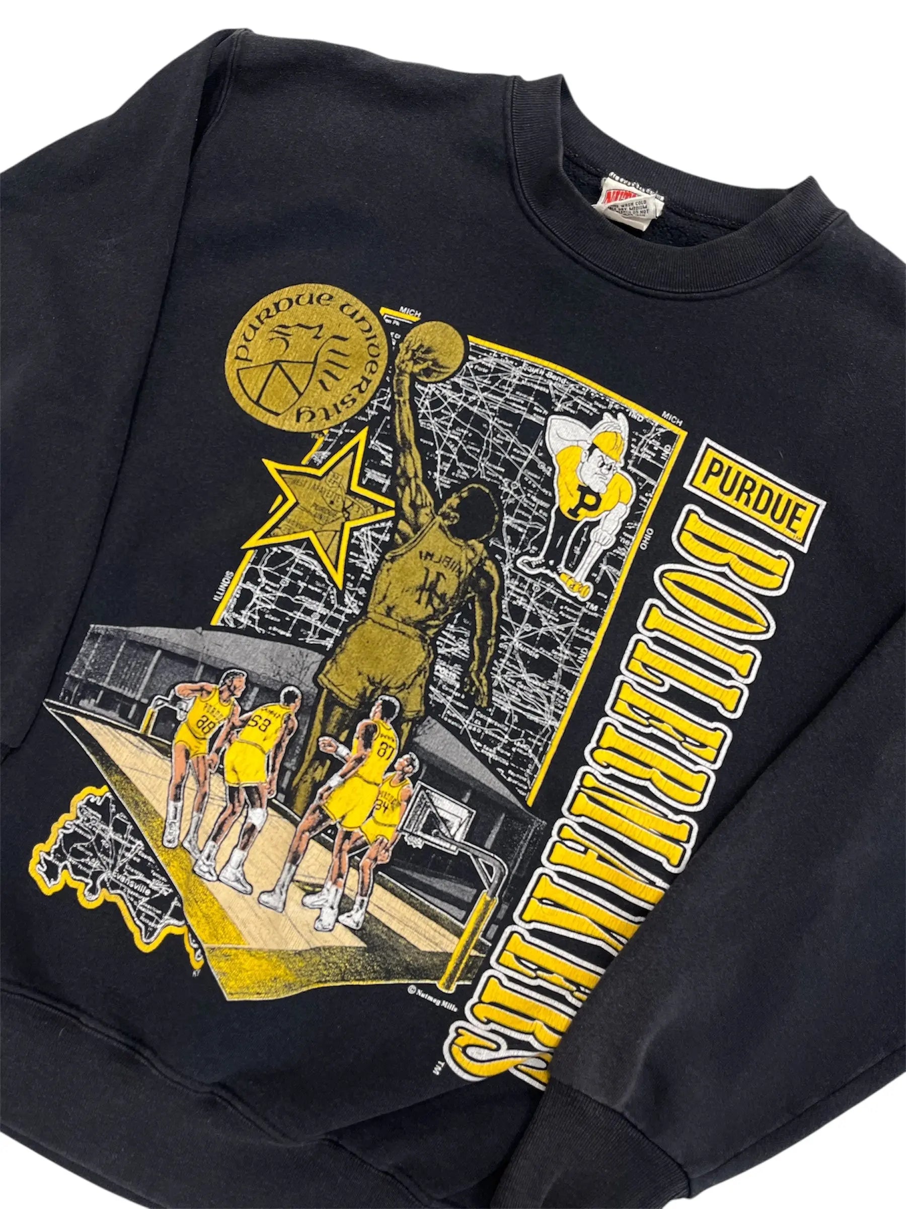 Vintage 90s Purdue Boilermakers Basketball Crewneck Sweatshirt - Hammered Threads