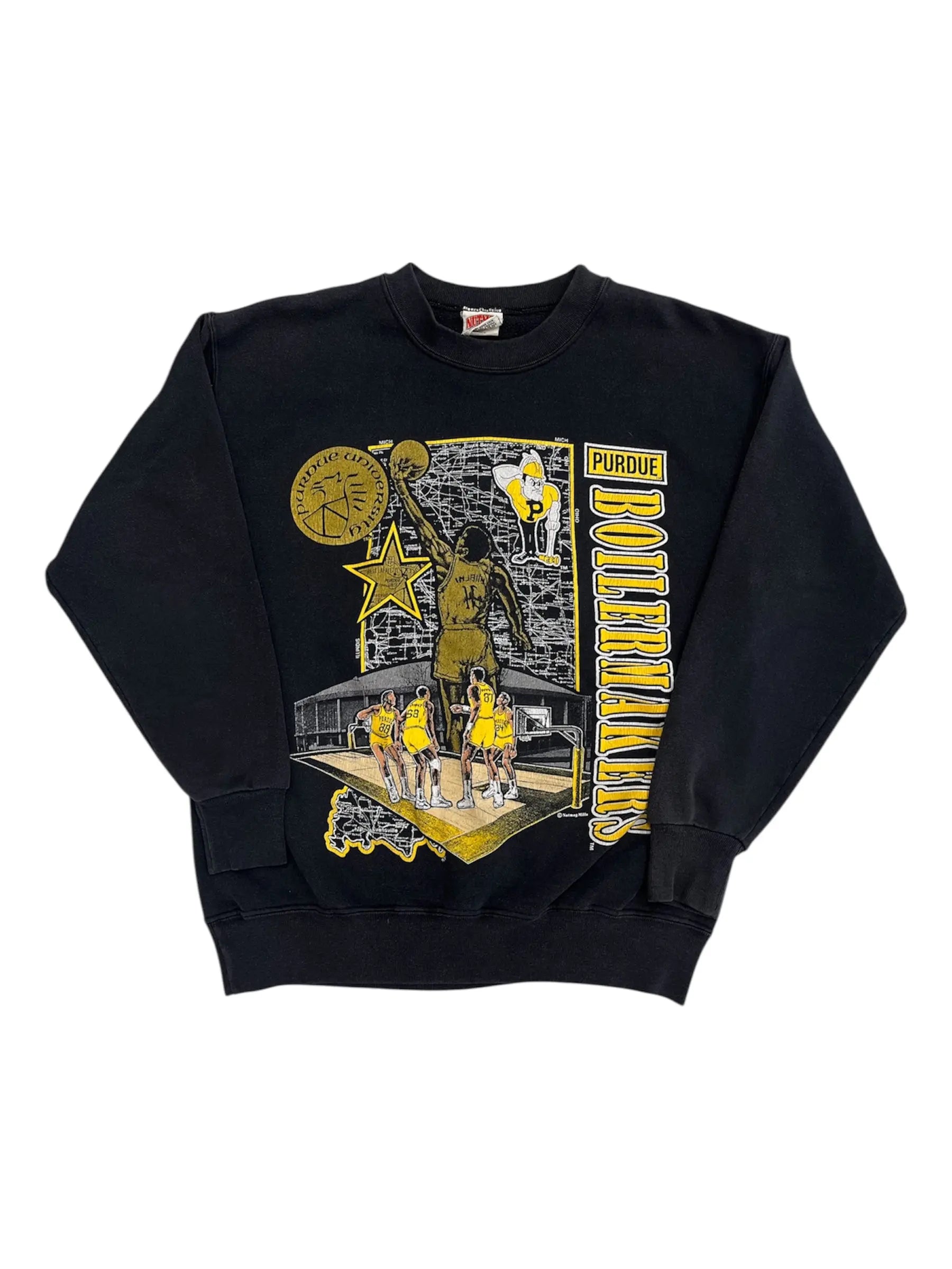 Vintage 90s Purdue Boilermakers Basketball Crewneck Sweatshirt - Hammered Threads