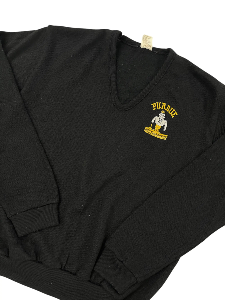 Vintage 80s Purdue Boilermakers Embroidered Sweater - M Hammered Threads