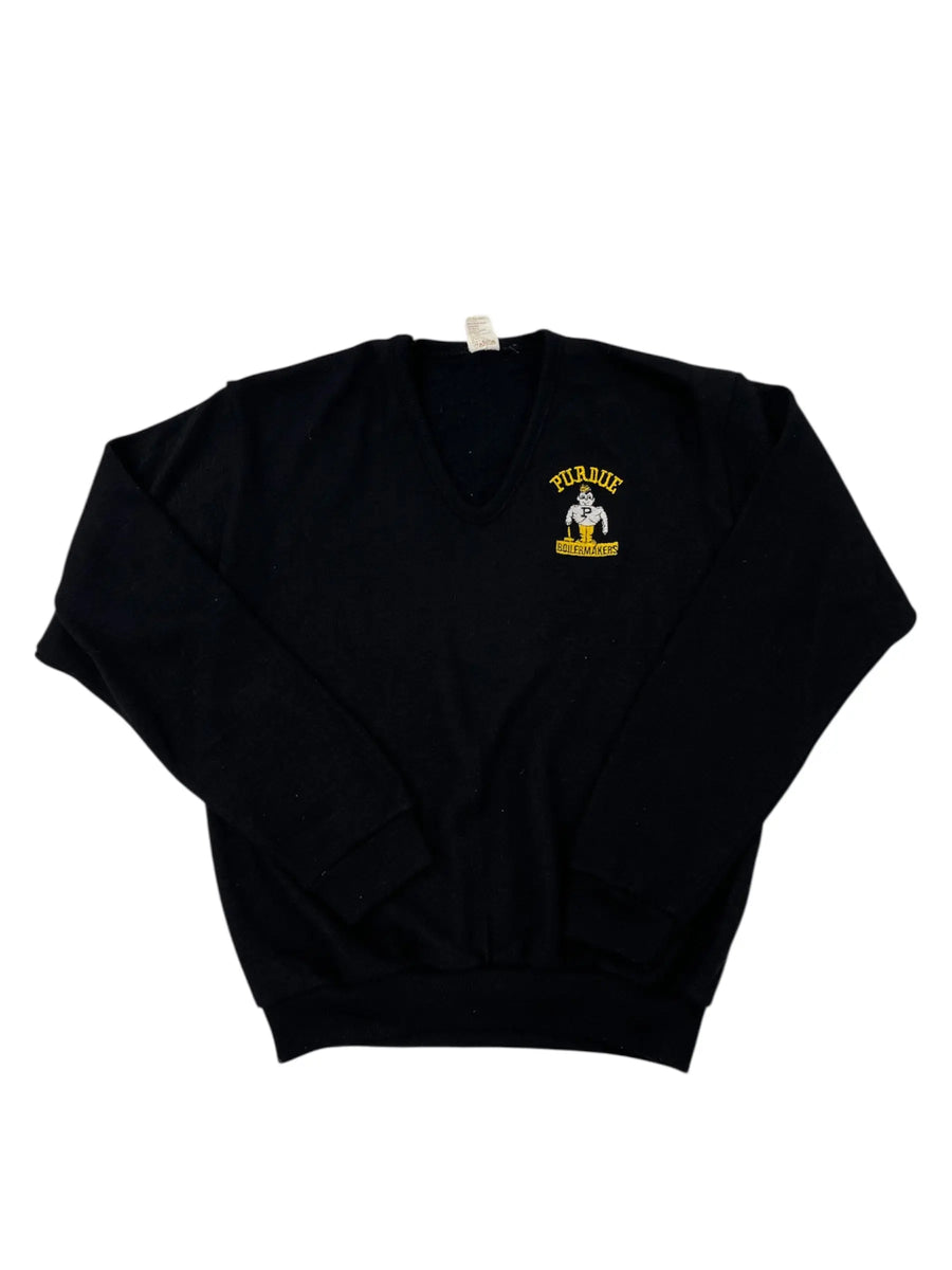 Vintage 80s Purdue Boilermakers Embroidered Sweater - M Hammered Threads