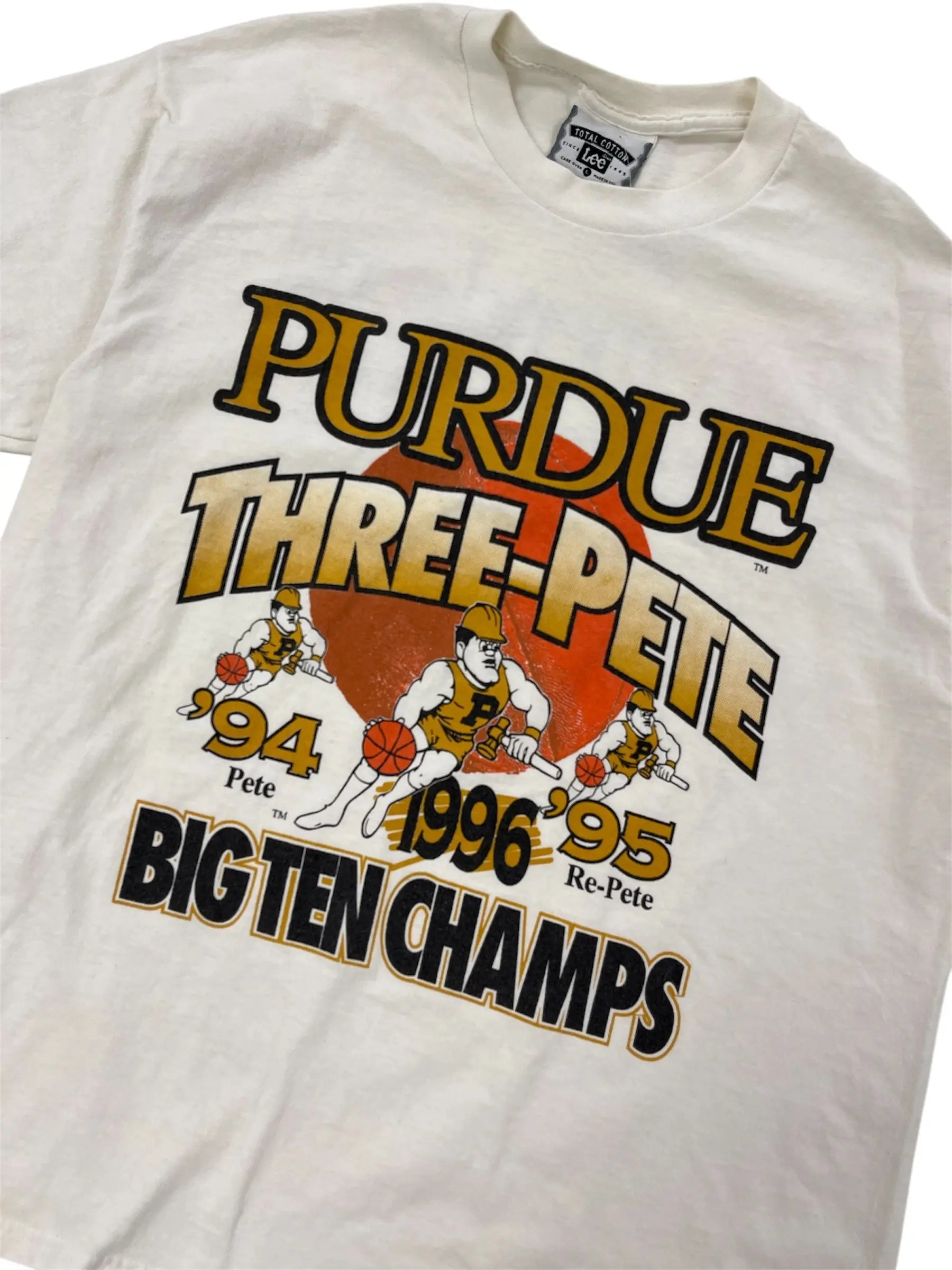 1996 Purdue Basketball Big Ten Champs 3 Pete Graphic Tshirt - L Hammered Threads