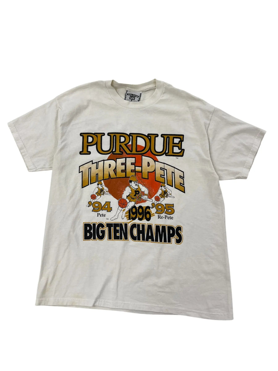 1996 Purdue Basketball Big Ten Champs 3 Pete Graphic Tshirt - L Hammered Threads