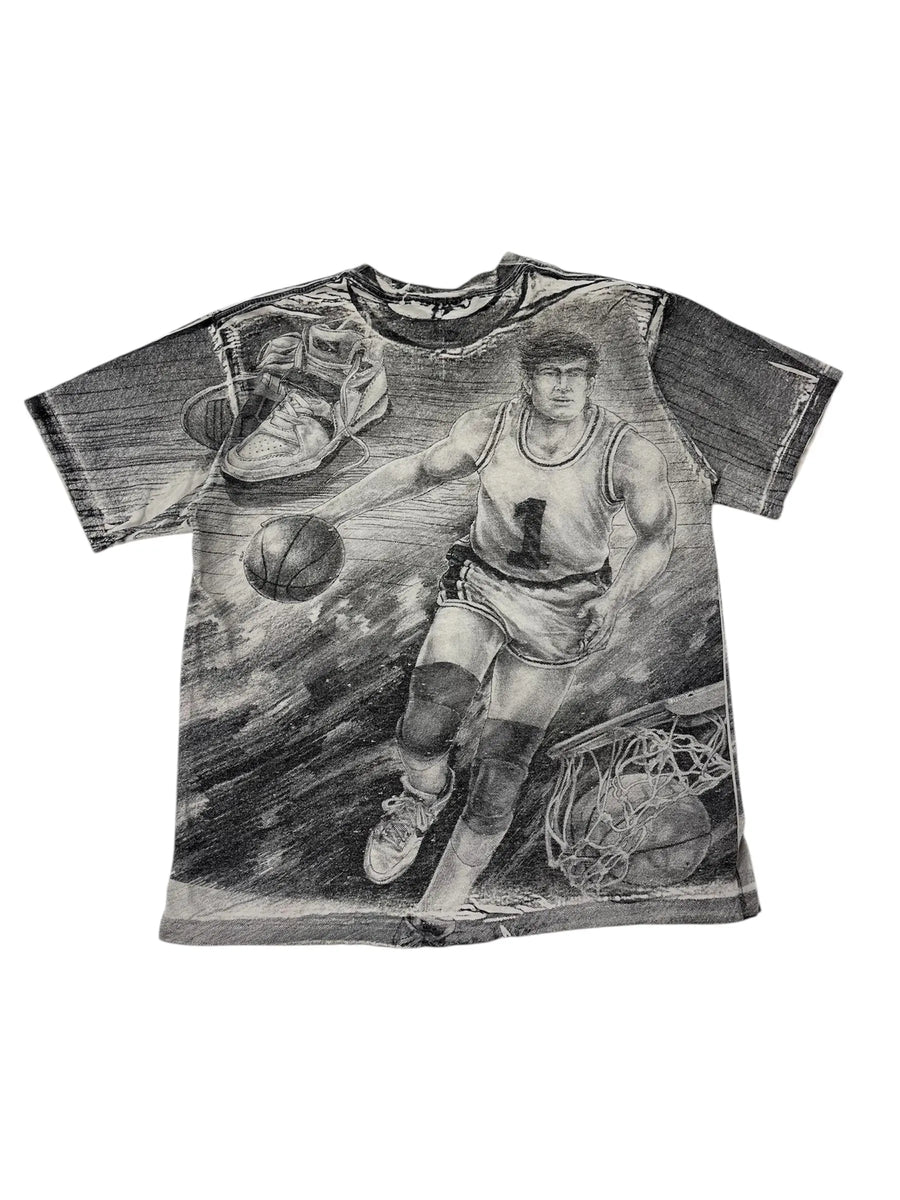 Vintage 90s Purdue Basketball Graphic Tshirt - L Hammered Threads