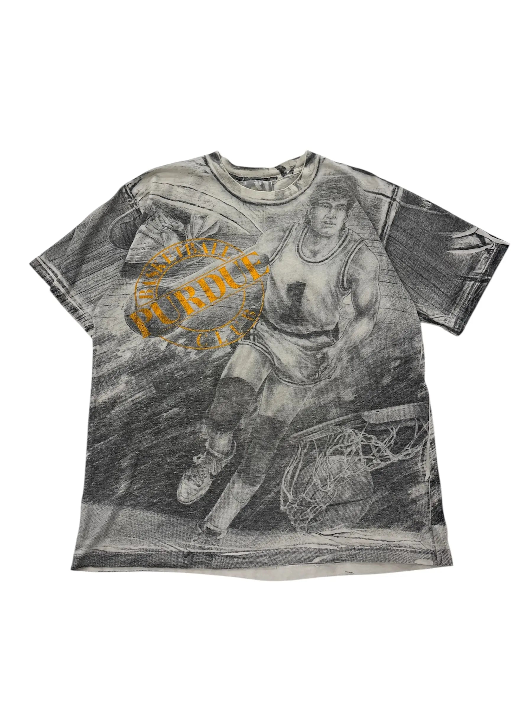 Vintage 90s Purdue Basketball Graphic Tshirt - L Hammered Threads