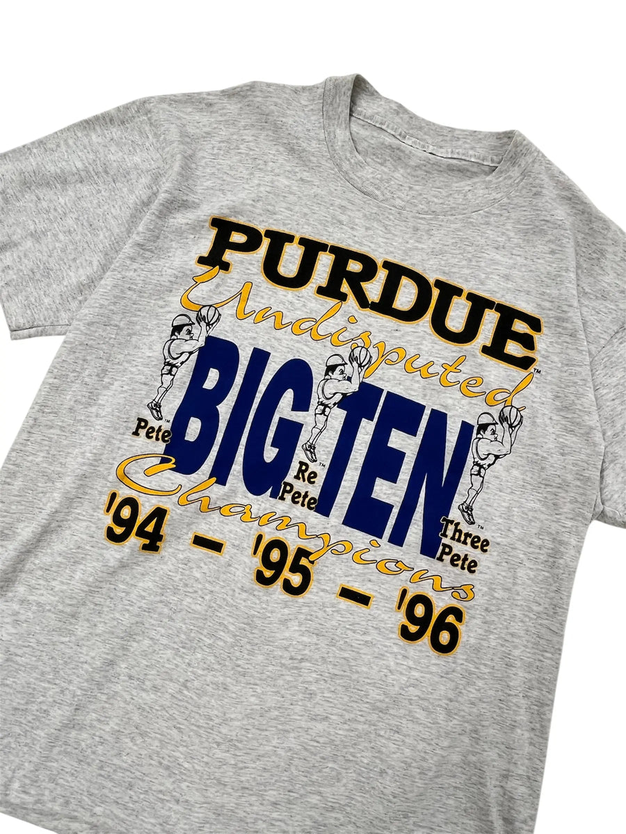1996 Purdue Basketball Big Ten Champs 3 Pete Graphic Tshirt - L Hammered Threads