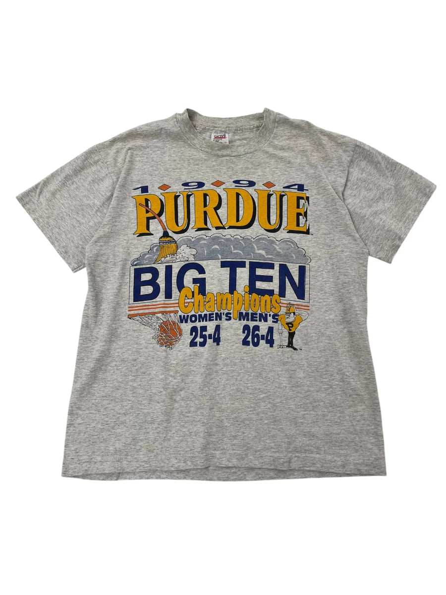 1994 Purdue Men and Women's Big Ten Champs Graphic Basketball Tshirt - L Hammered Threads