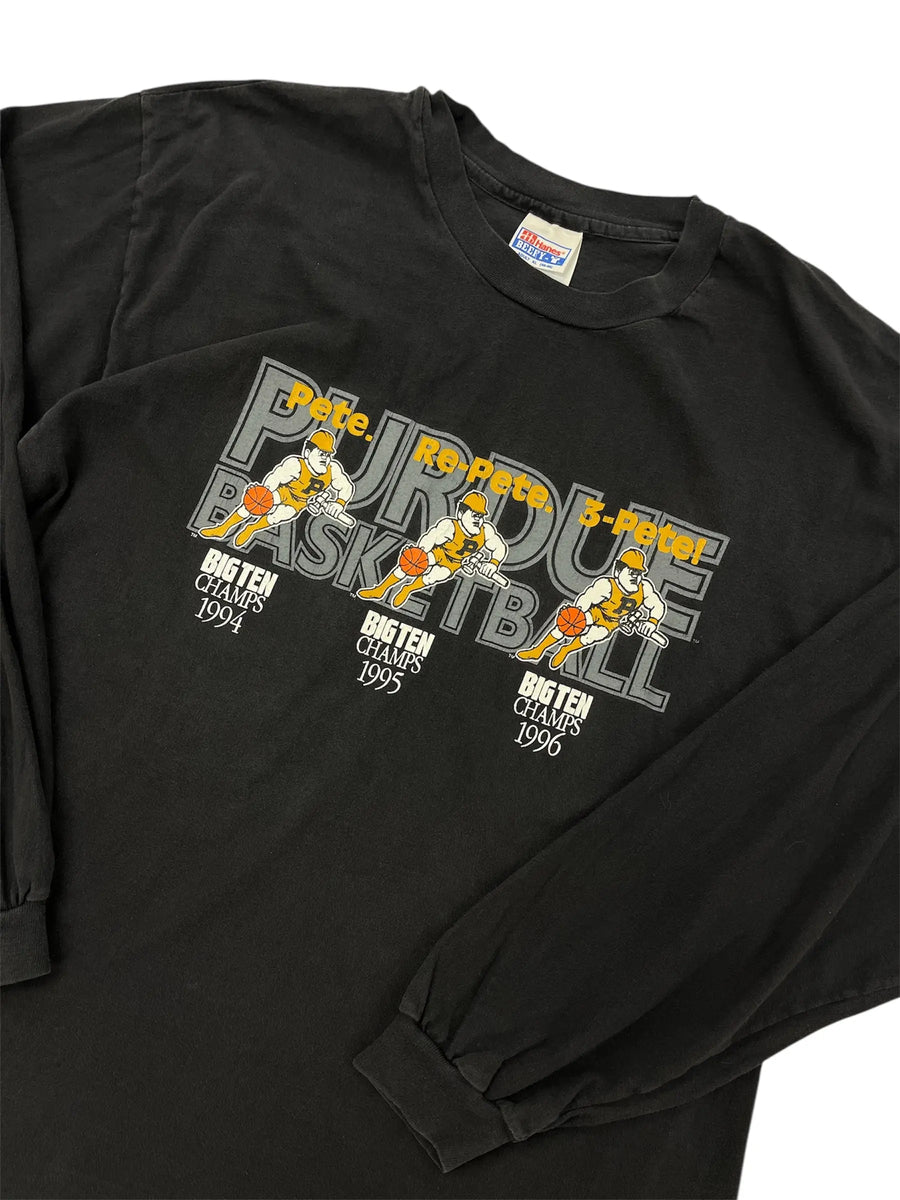 1996 Purdue 3 Pete Big Ten Champs Graphic Basketball Long Sleeve Tshirt - xl Hammered Threads
