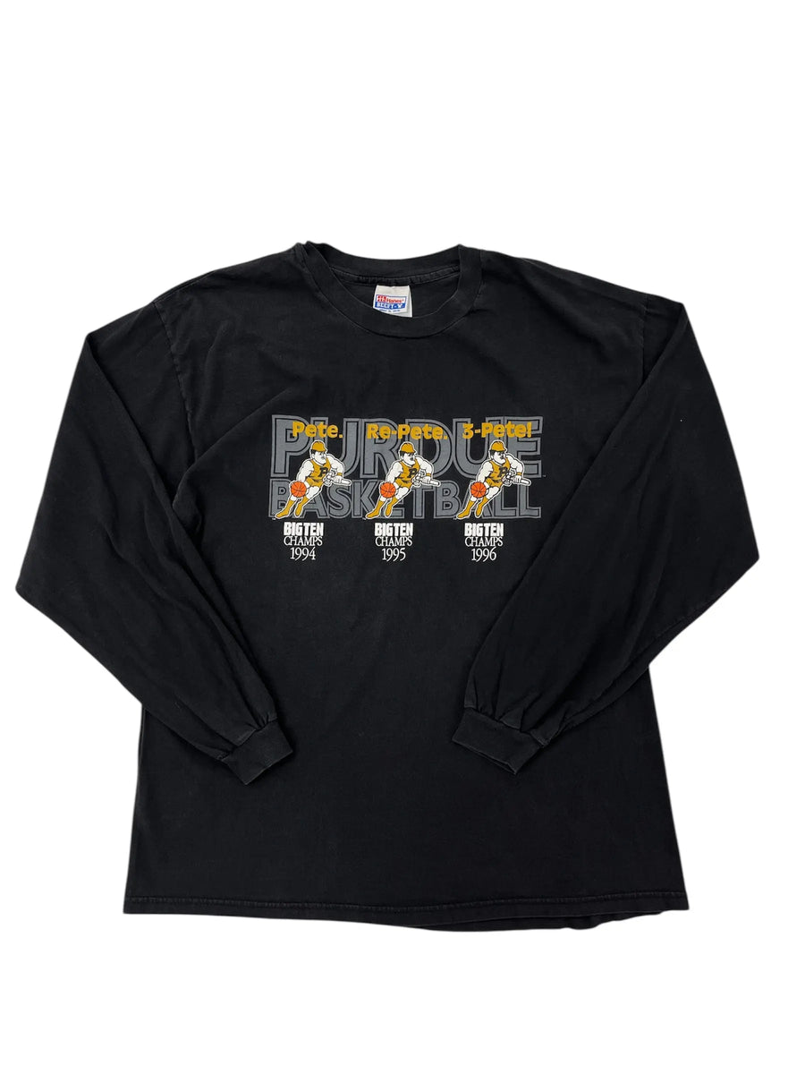 1996 Purdue 3 Pete Big Ten Champs Graphic Basketball Long Sleeve Tshirt - xl Hammered Threads