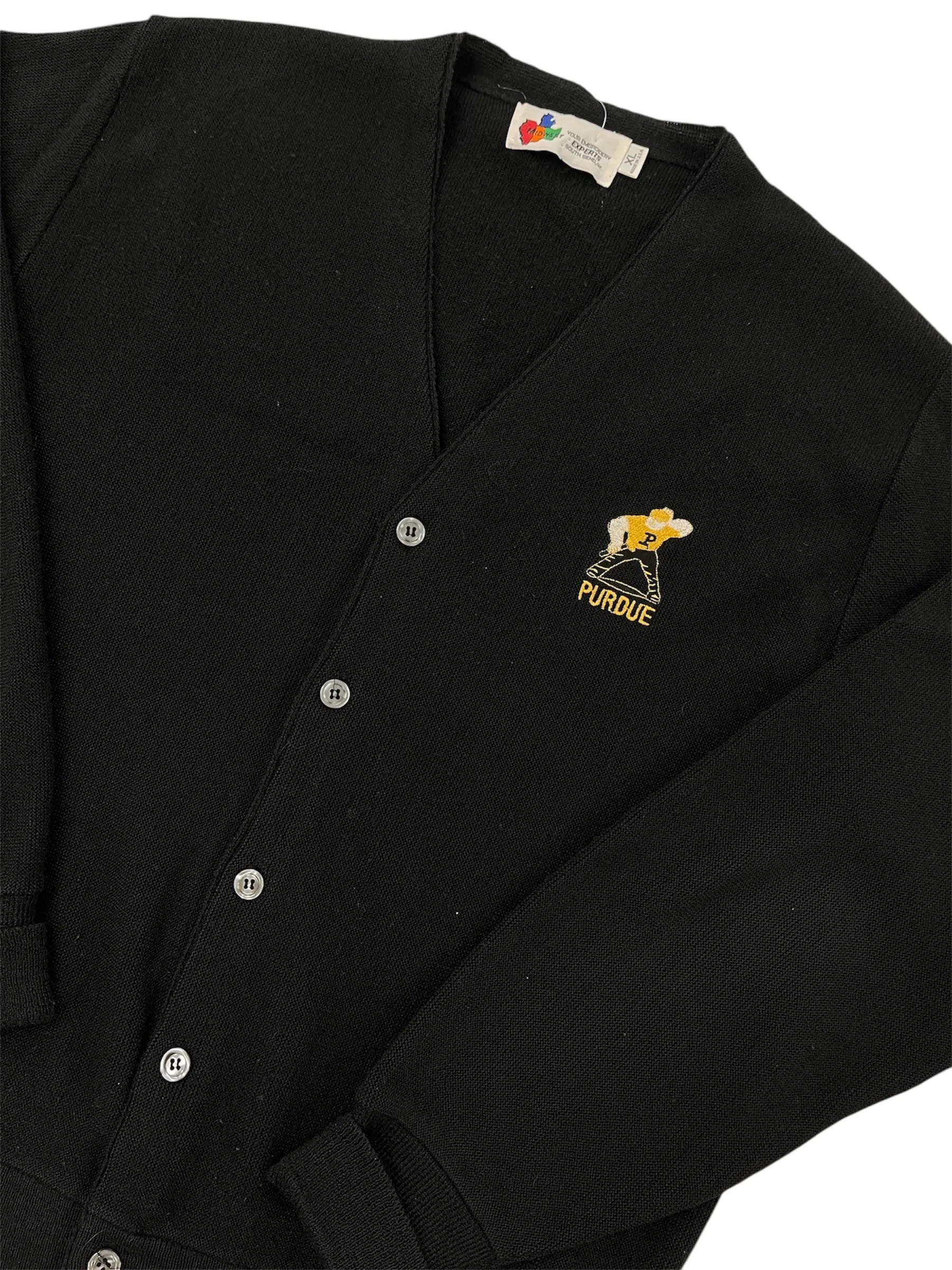 Vintage 80s Purdue Embroidered Cardigan Sweater - xl Hammered Threads