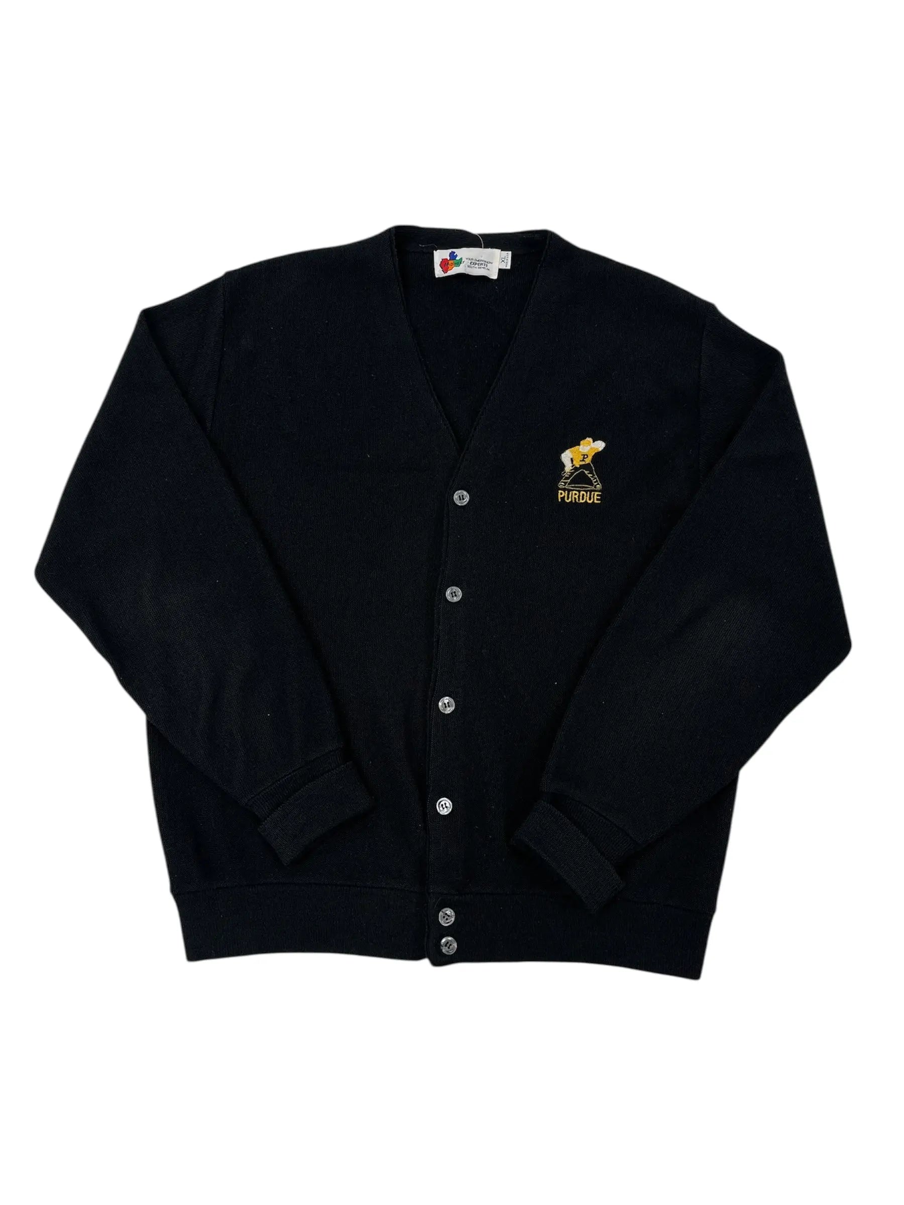 Vintage 80s Purdue Embroidered Cardigan Sweater - xl Hammered Threads