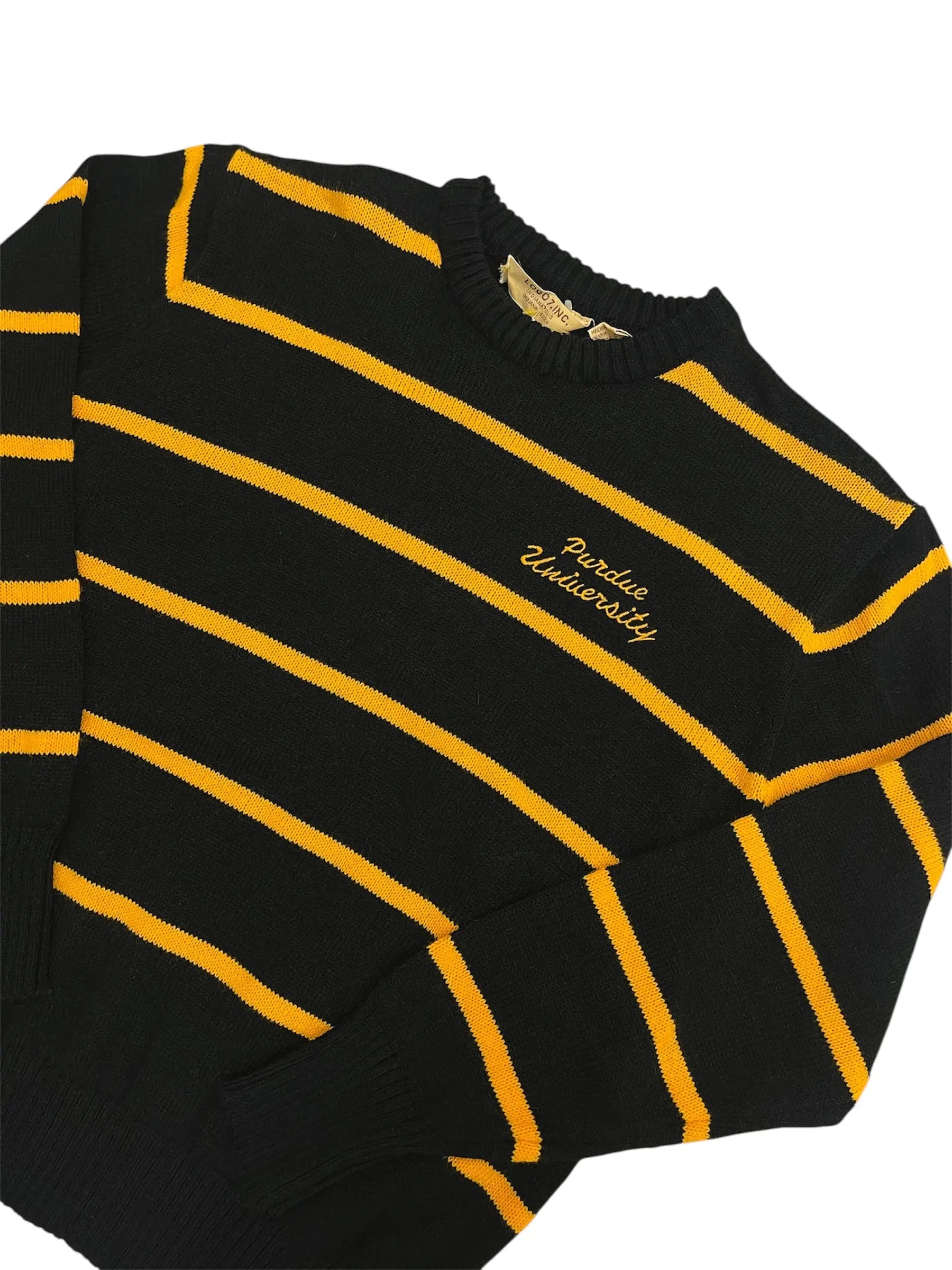 Vintage 80s Purdue University Embroidered Striped Sweater - M Hammered Threads