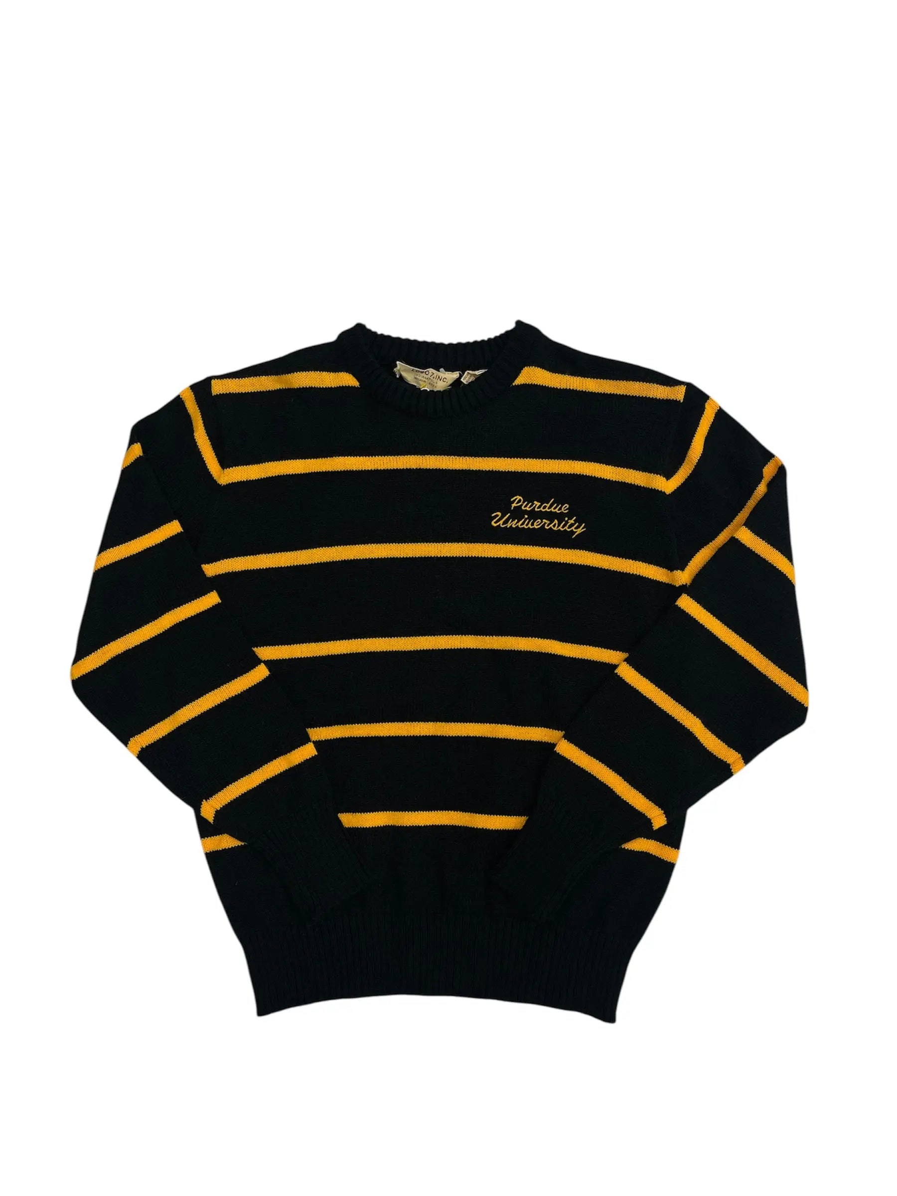 Vintage 80s Purdue University Embroidered Striped Sweater - M Hammered Threads