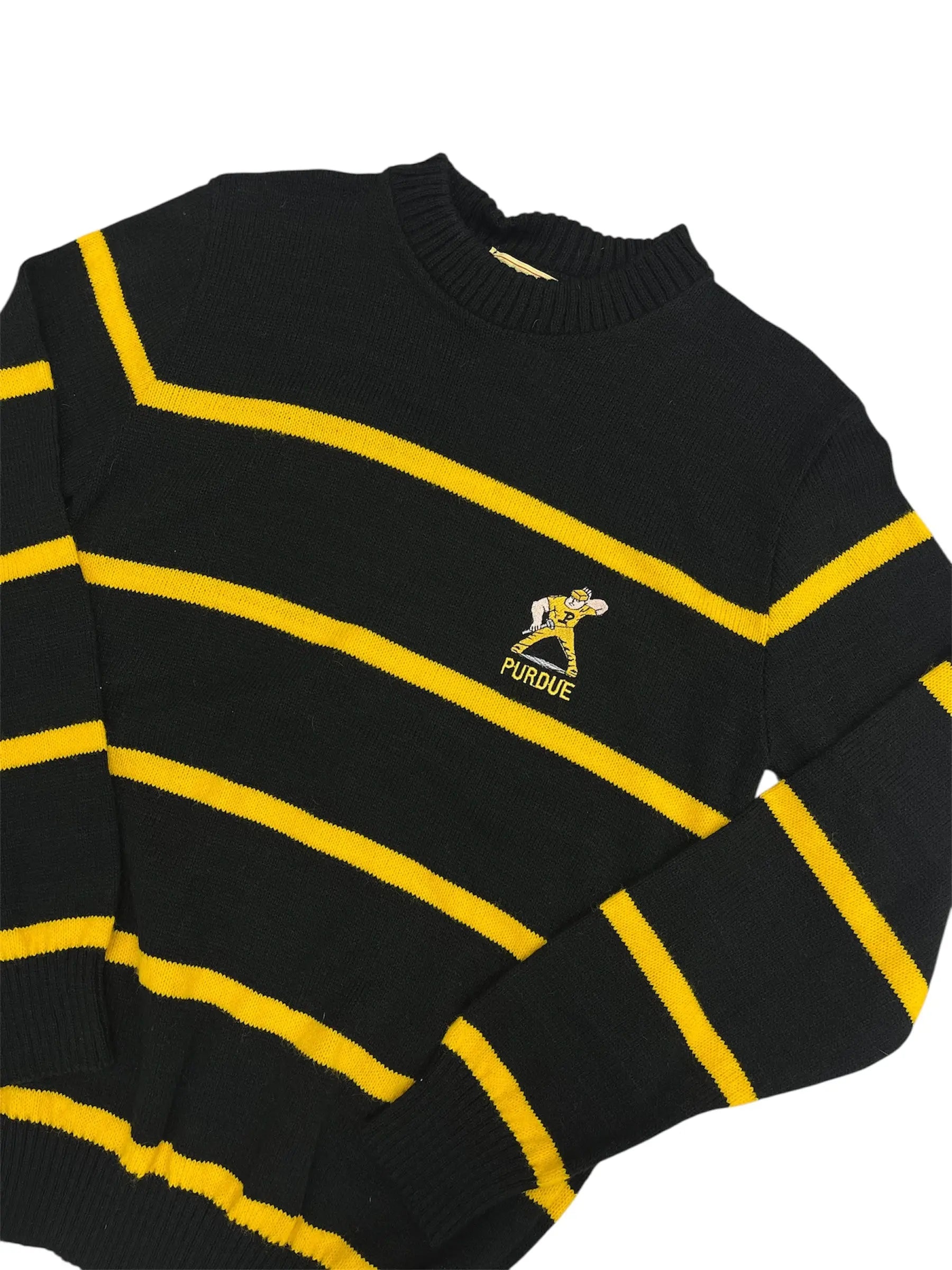 Vintage 80s Purdue Embroidered Striped Sweater - S Hammered Threads