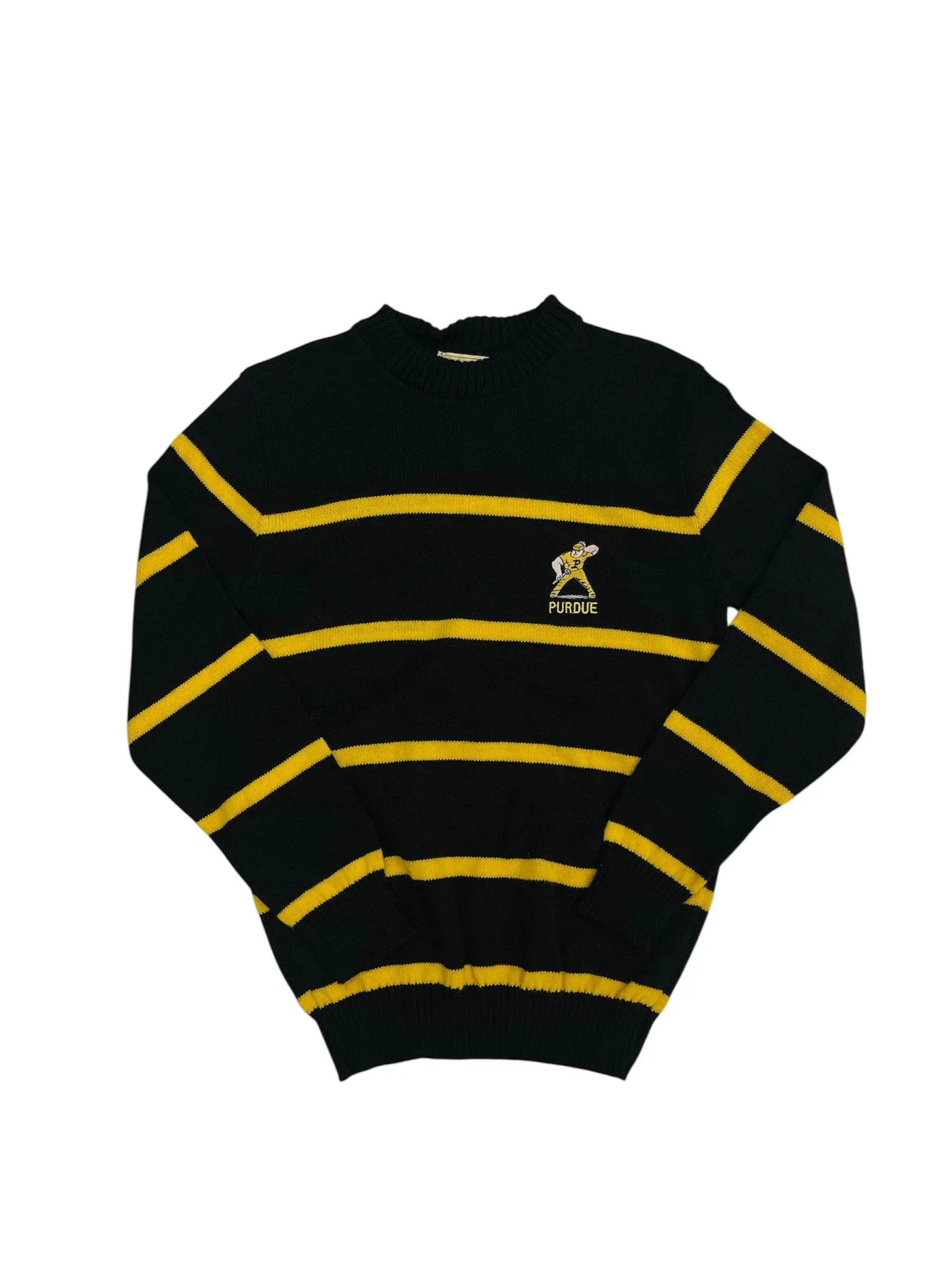 Vintage 80s Purdue Embroidered Striped Sweater - S Hammered Threads