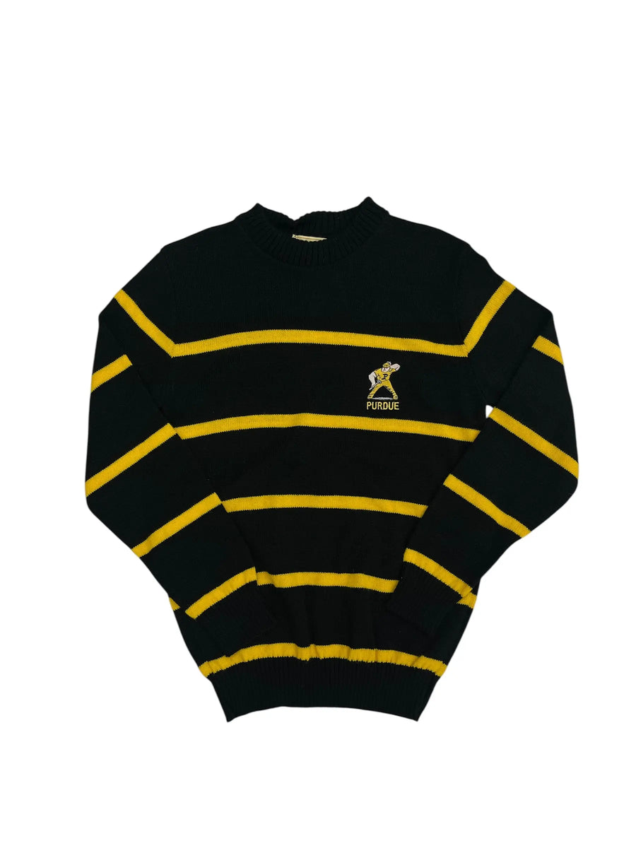 Vintage 80s Purdue Embroidered Striped Sweater - S Hammered Threads