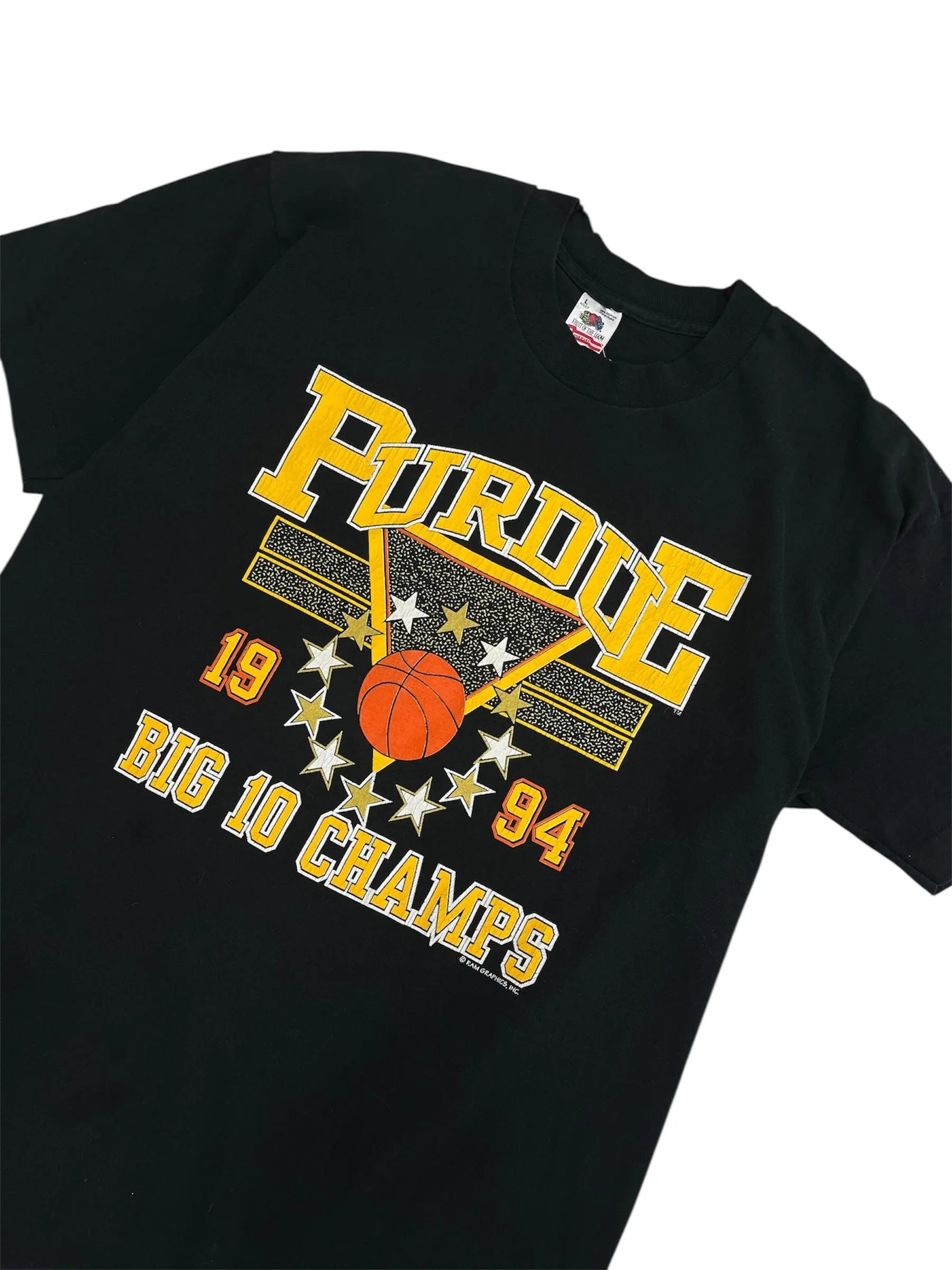 1994 Purdue Big Ten Champs Graphic Basketball Tshirt - L Hammered Threads